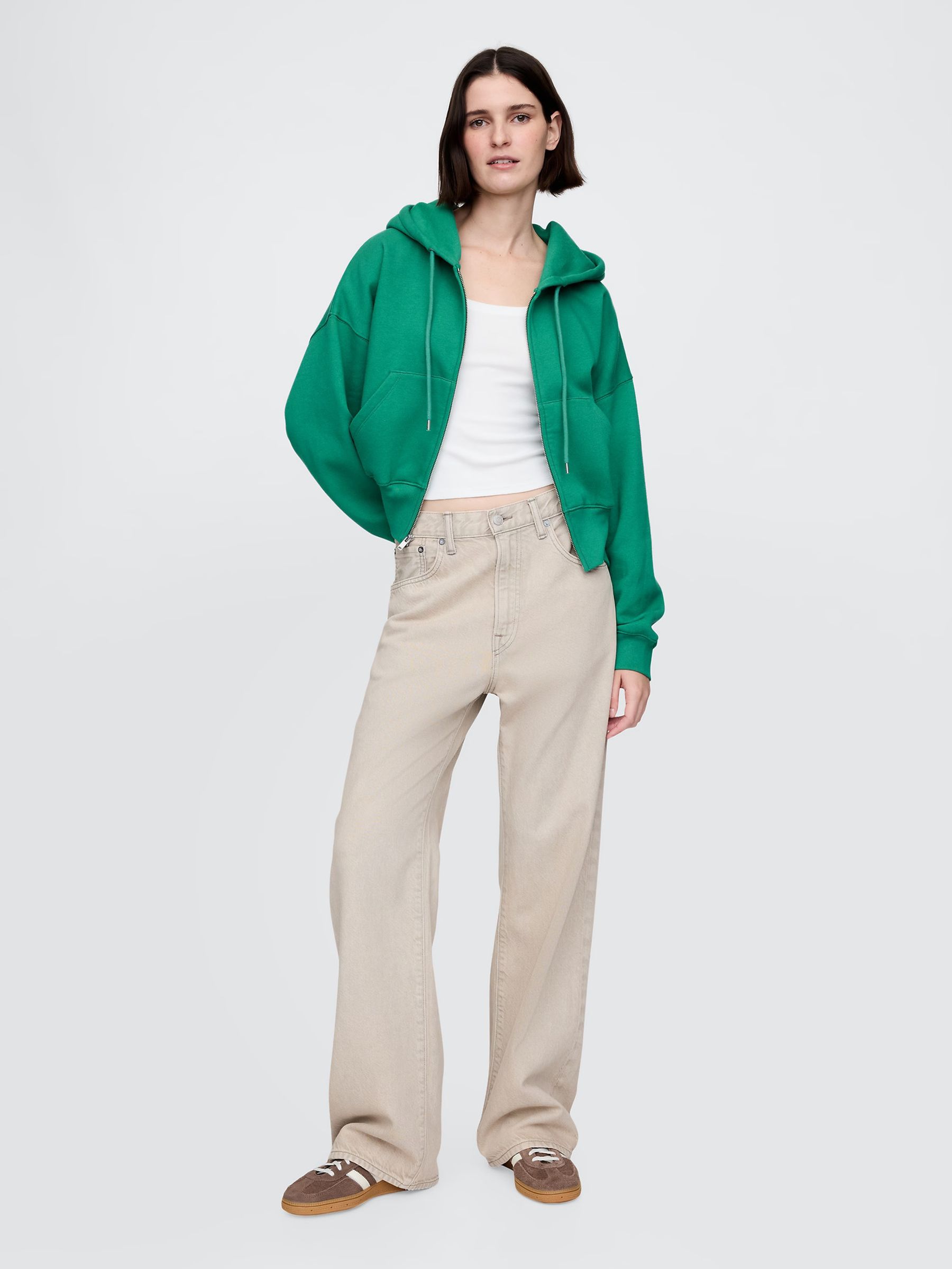 Green Vintage Soft Full-Zip Wedge Hoodie - Image 1 of 3