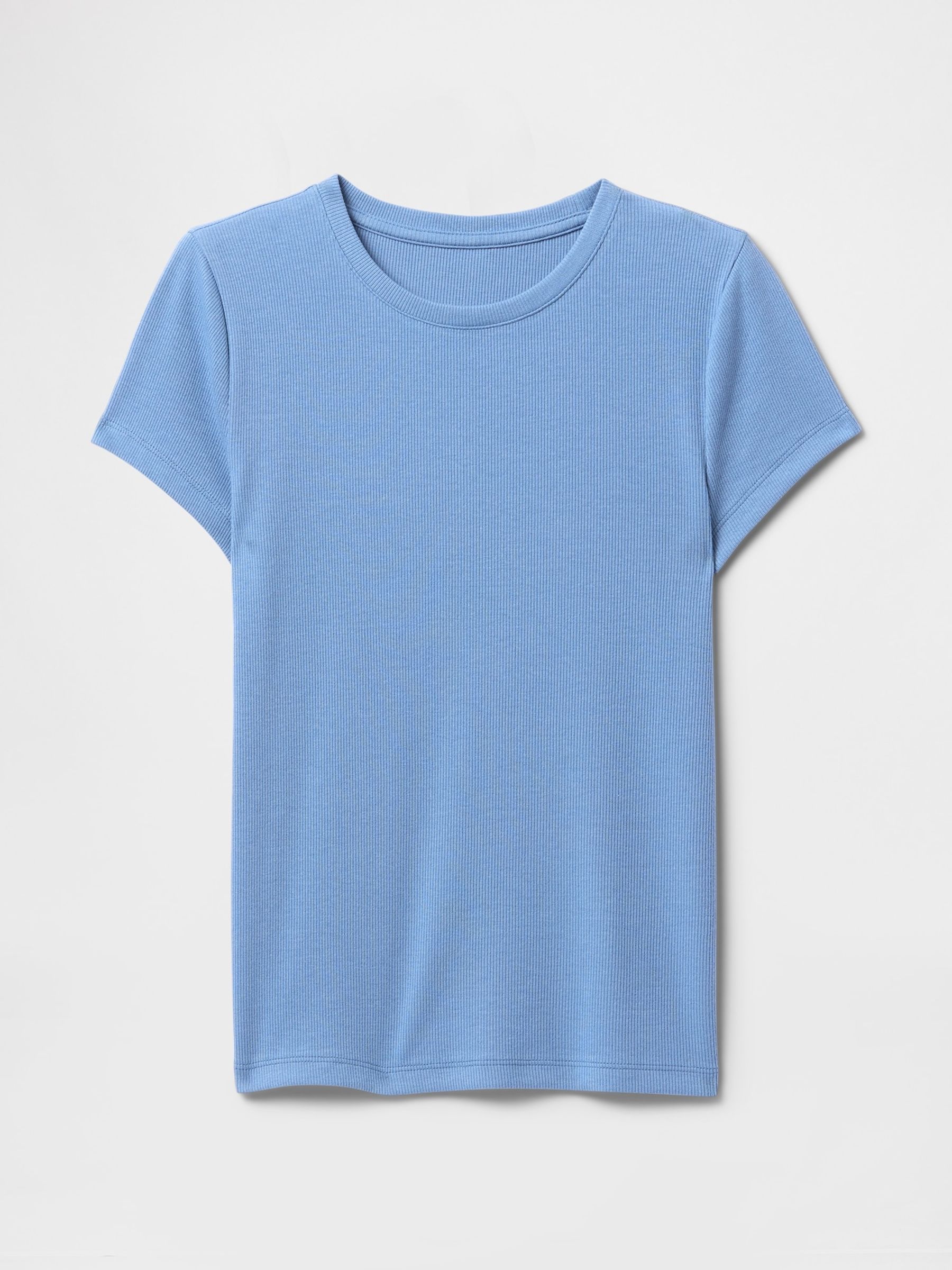 Blue Modern Rib Cropped T-Shirt - Image 4 of 5