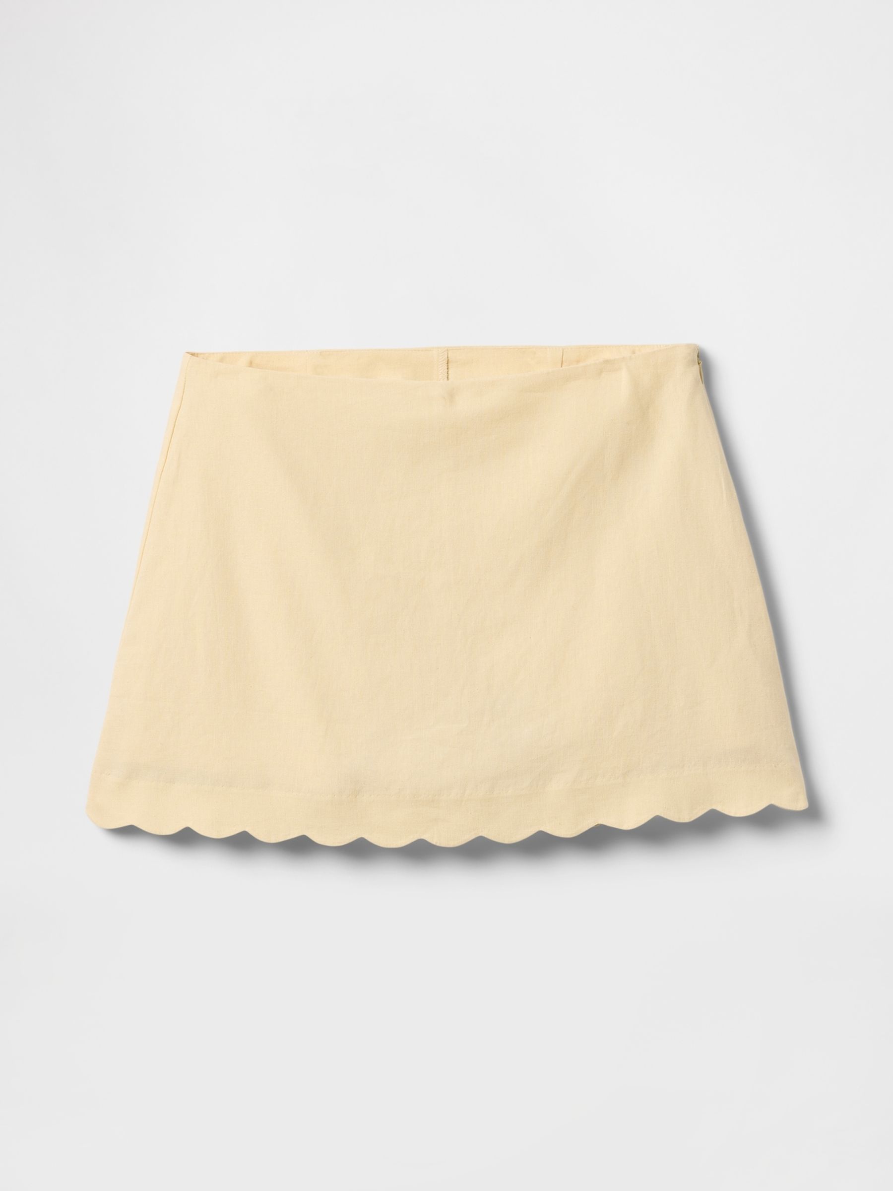 Yellow Heavyweight Linen-Blend Scalloped Mini Skirt - Image 4 of 5