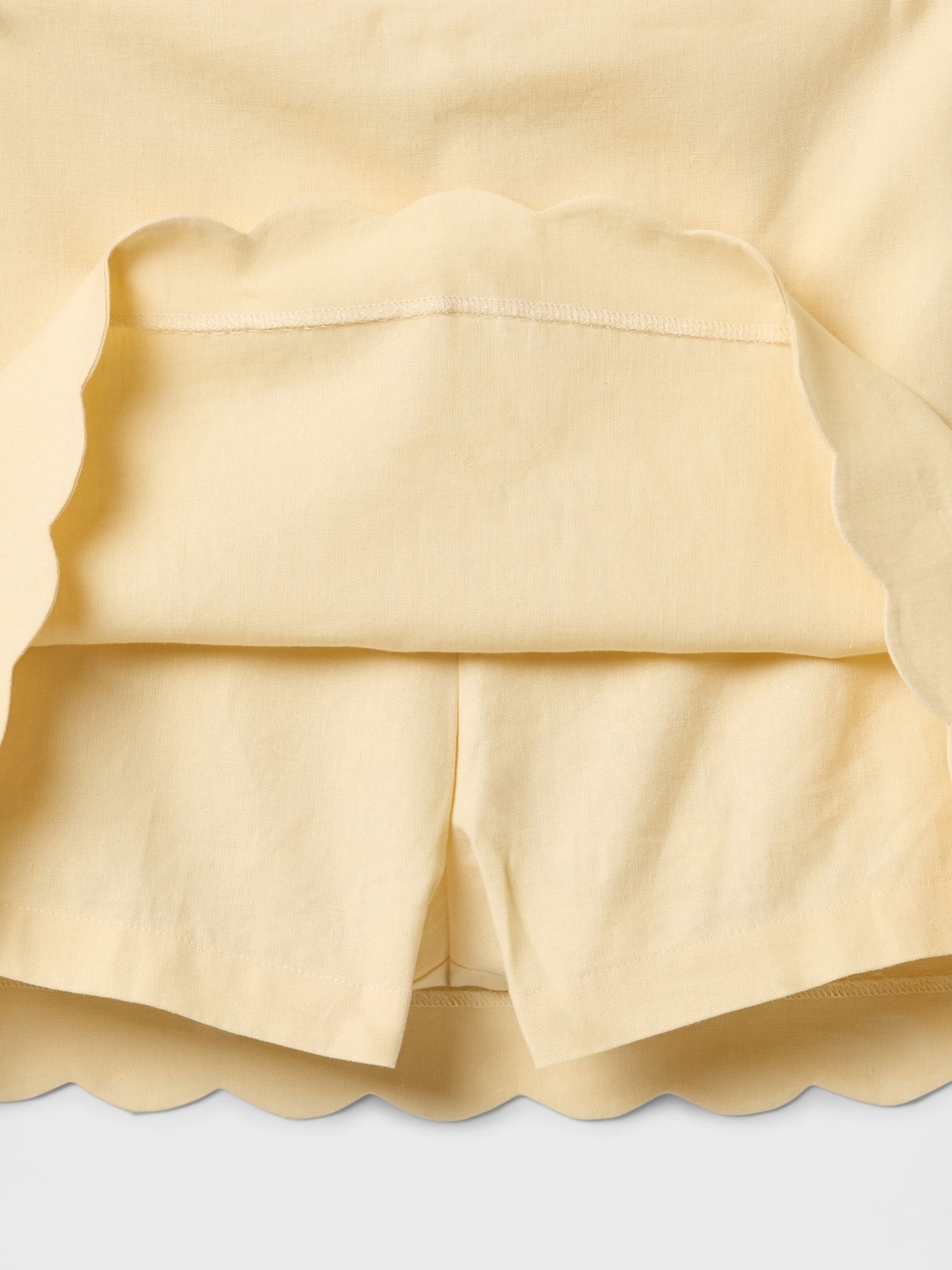 Yellow Heavyweight Linen-Blend Scalloped Mini Skirt - Image 5 of 5