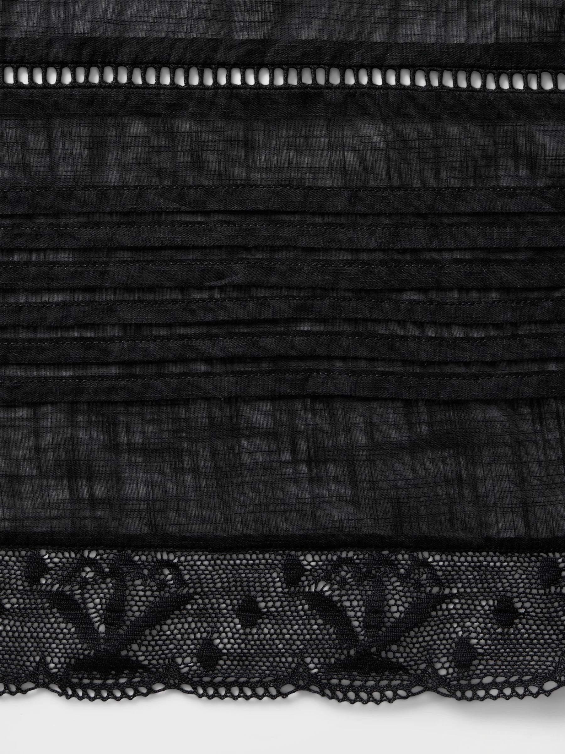 Black 100% Cotton V-Neck Lace Midi Dress - Image 4 of 4