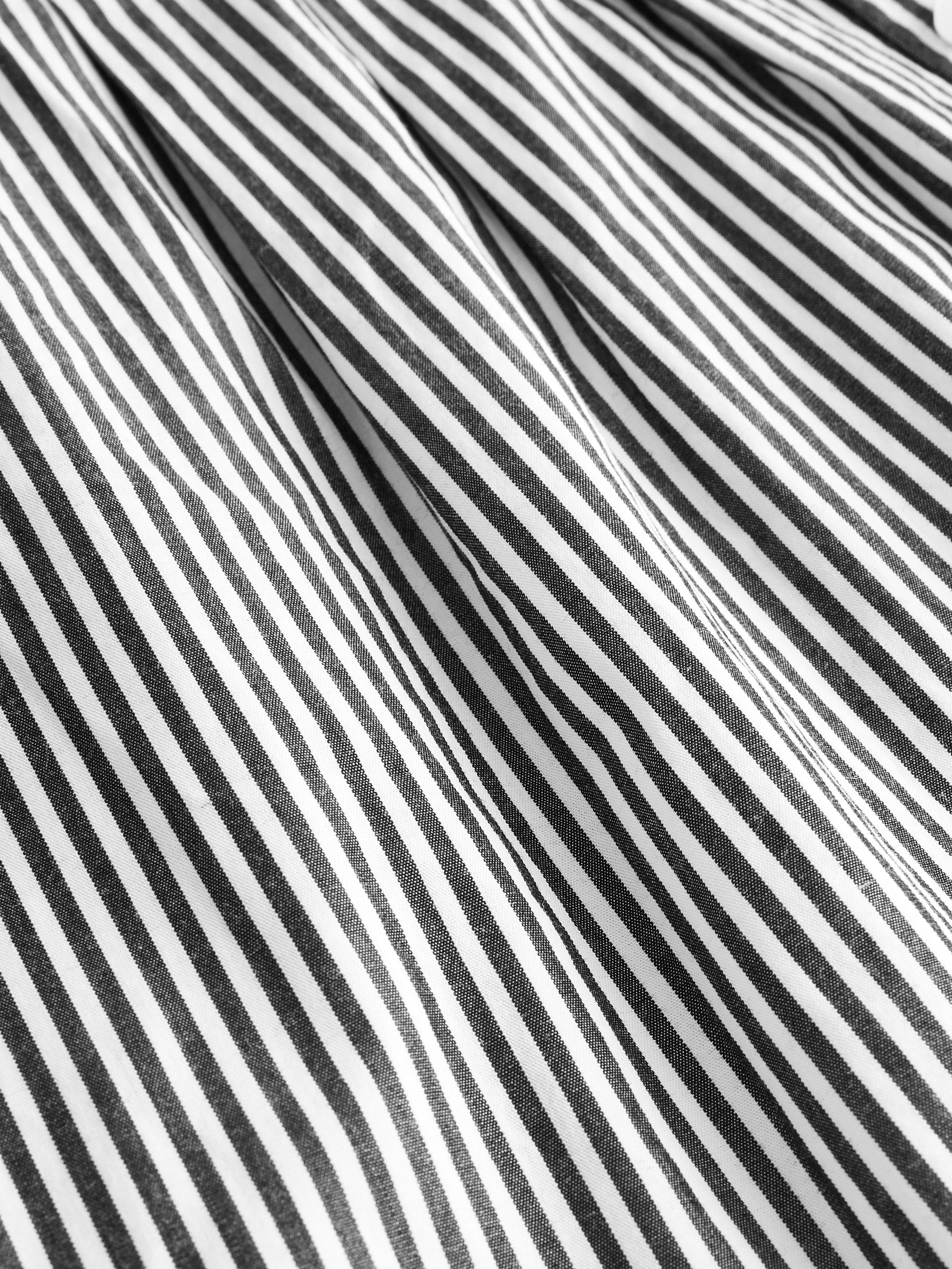 Black Stripe 100% Cotton Poplin Button Front Midi Shirt Dress - Image 8 of 9