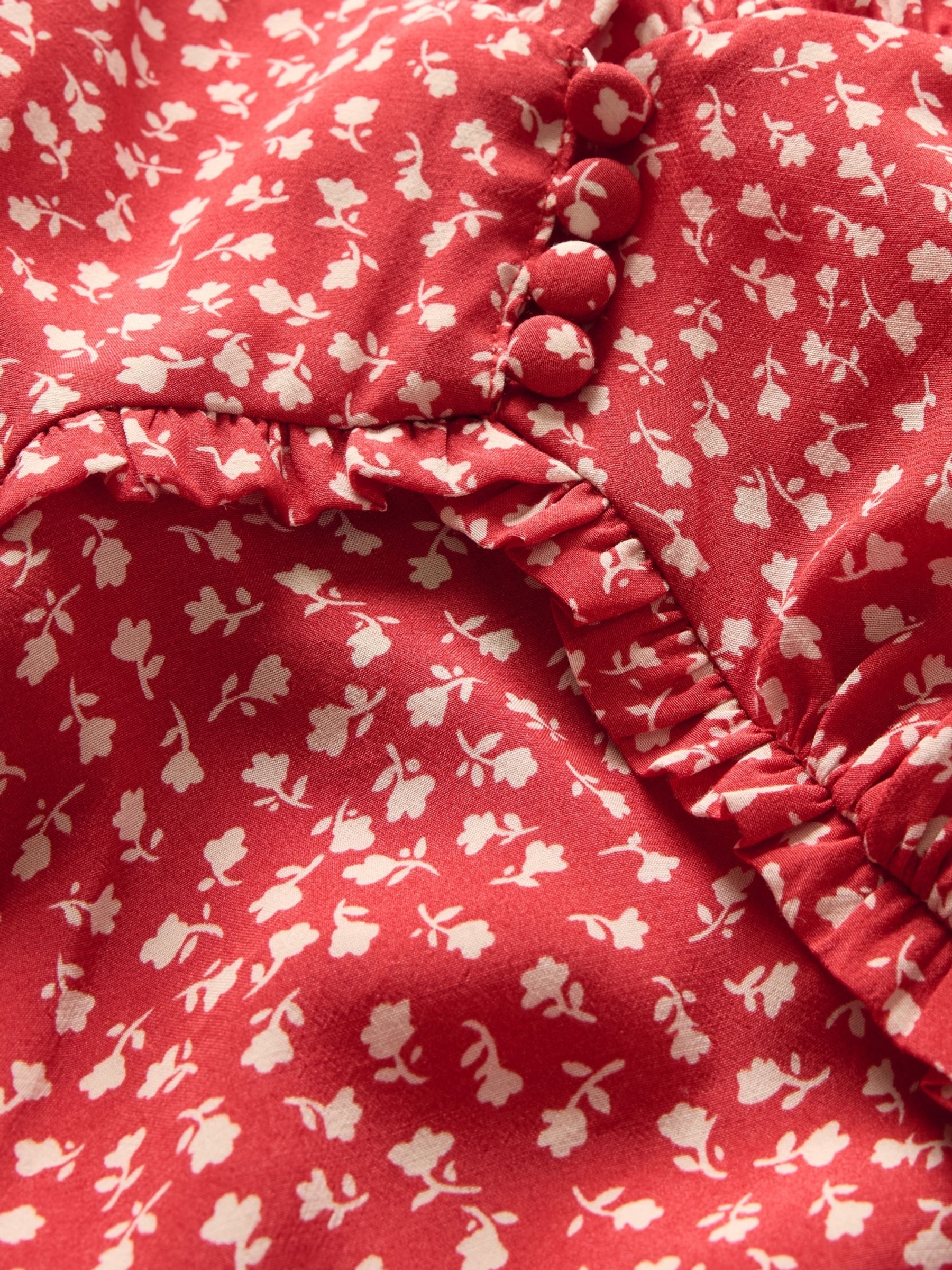 Red Sweetheart Neck Floral Midi Dress - Image 7 of 7