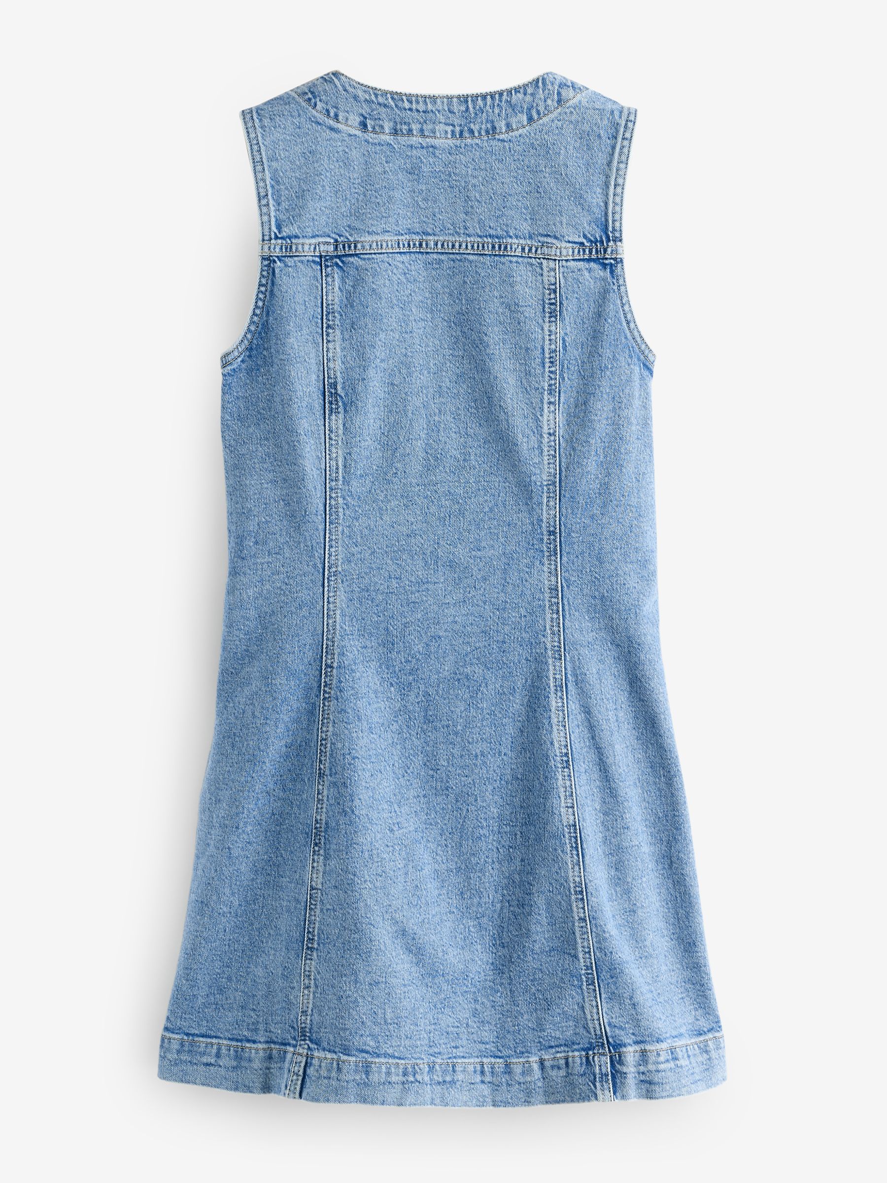 Blue V-Neck Sleeveless Denim Mini Summer Dress - Image 7 of 9