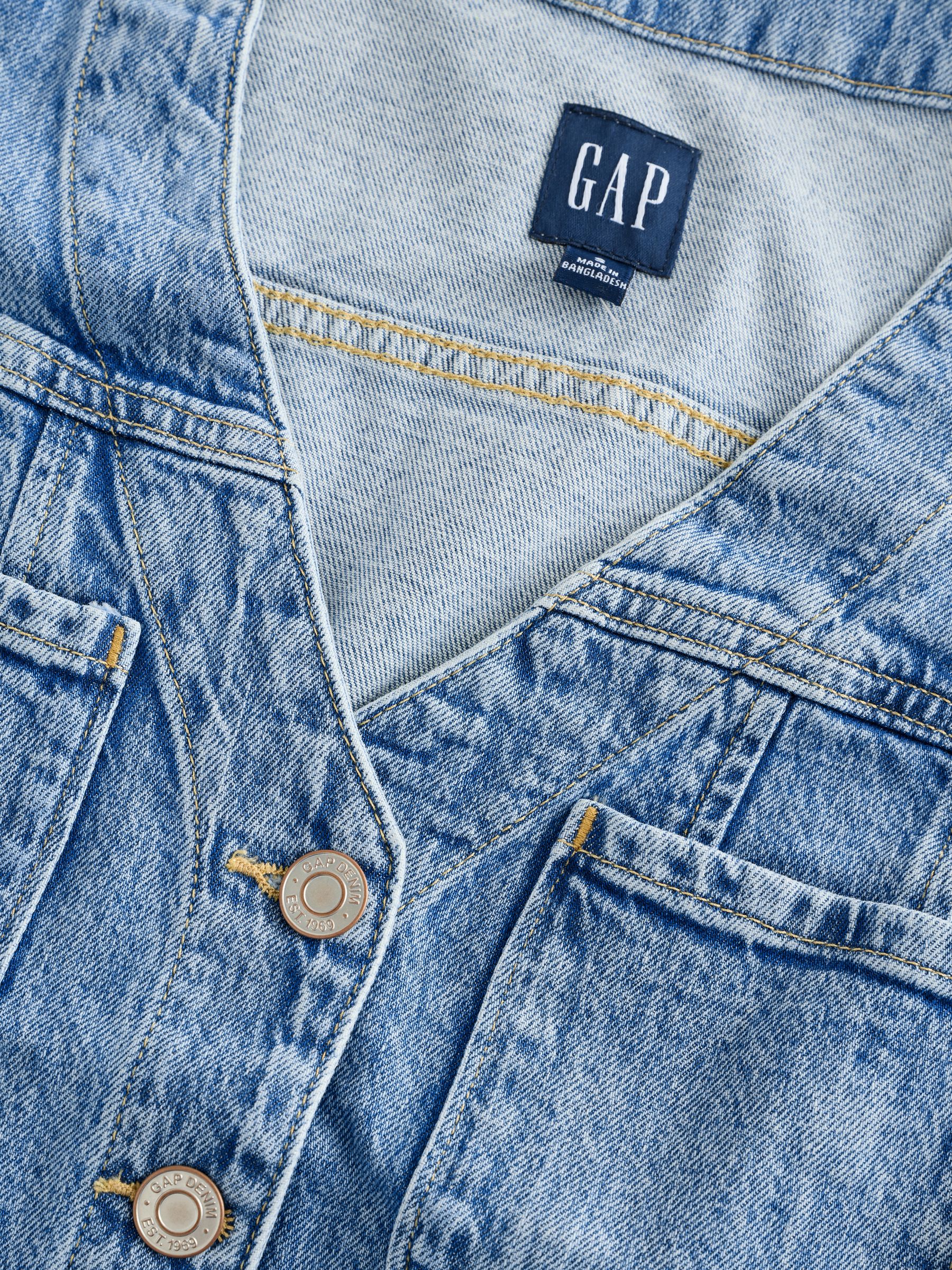 Blue V-Neck Sleeveless Denim Mini Summer Dress - Image 8 of 9