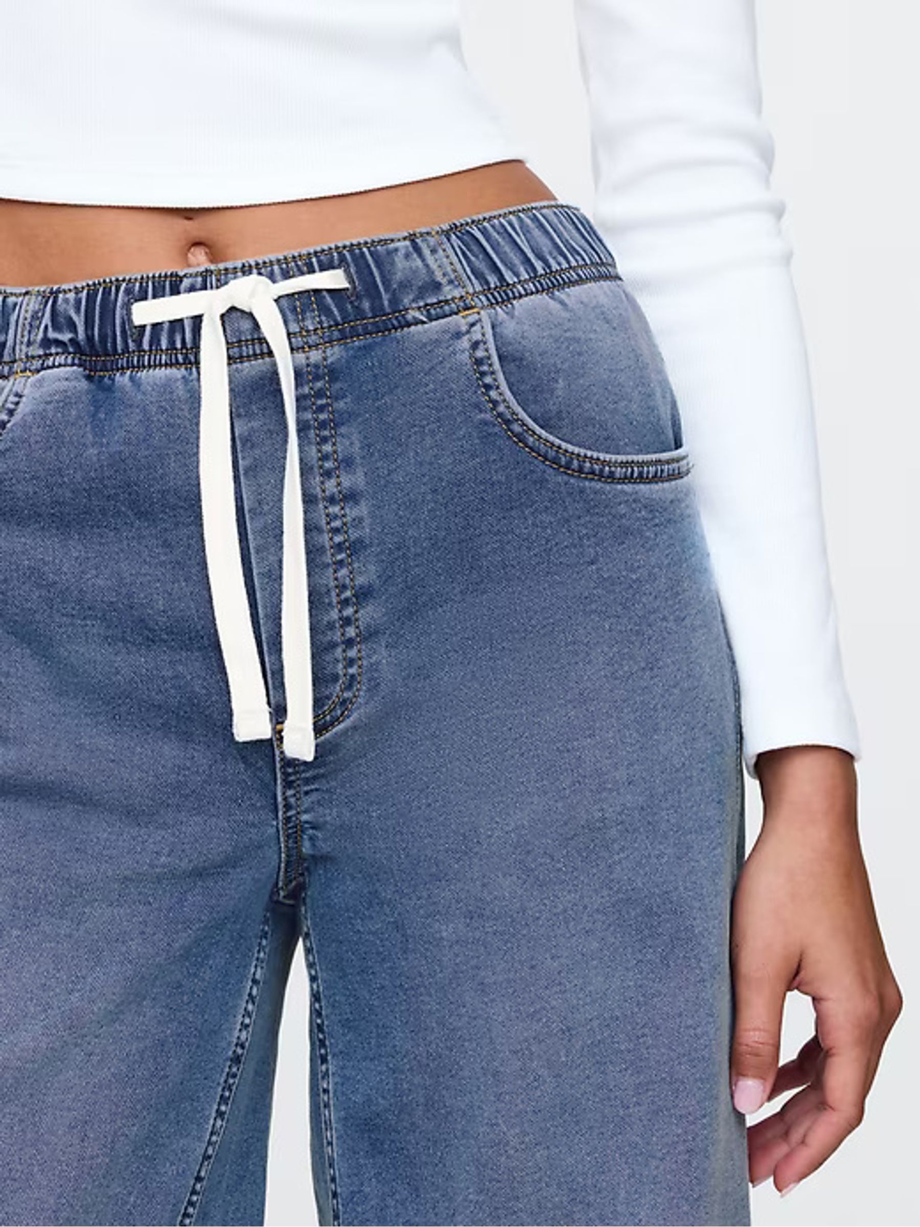 Blue Mid Rise Knit Easy Baggy Jeans - Image 5 of 8