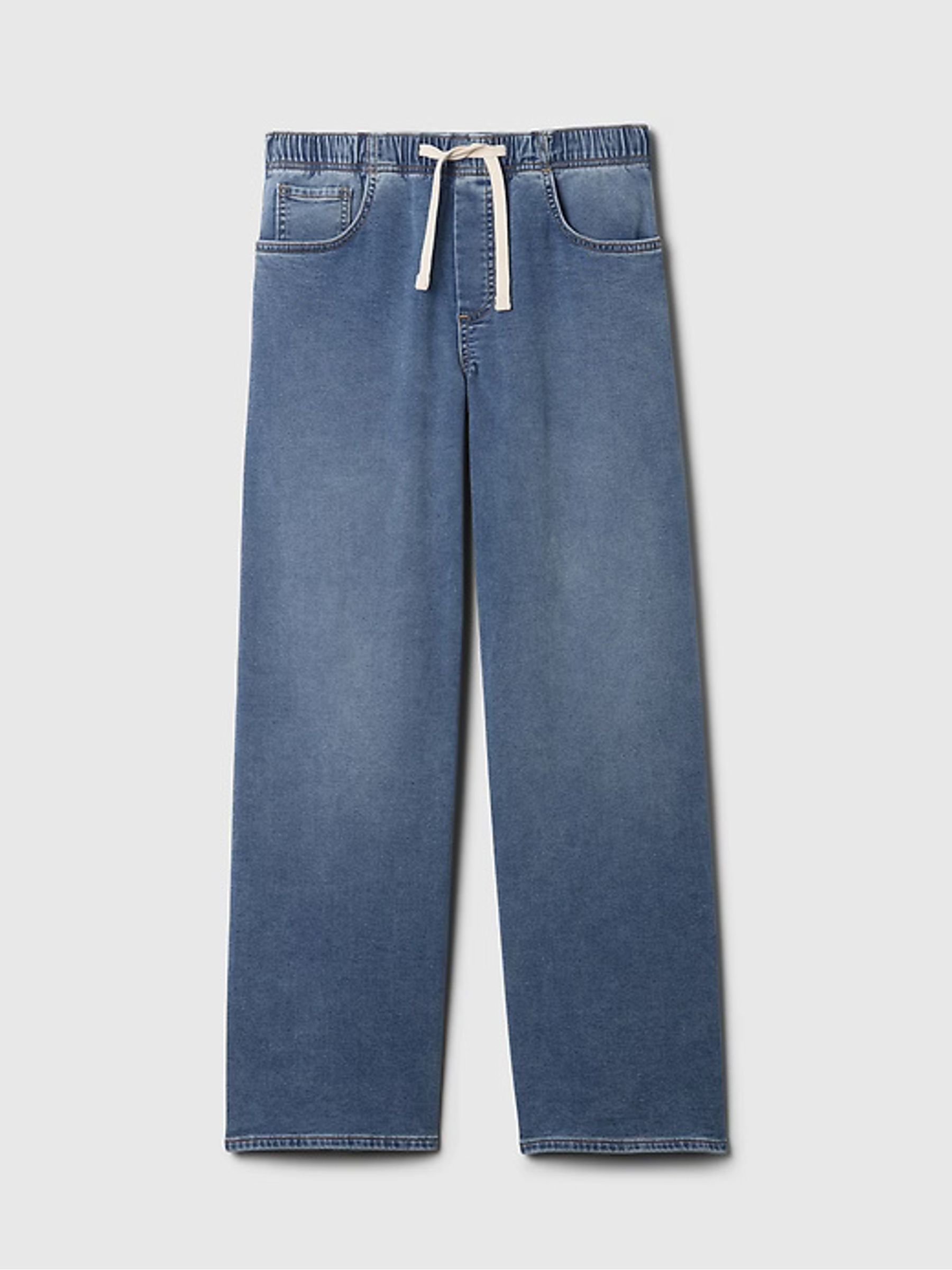Blue Mid Rise Knit Easy Baggy Jeans - Image 8 of 8