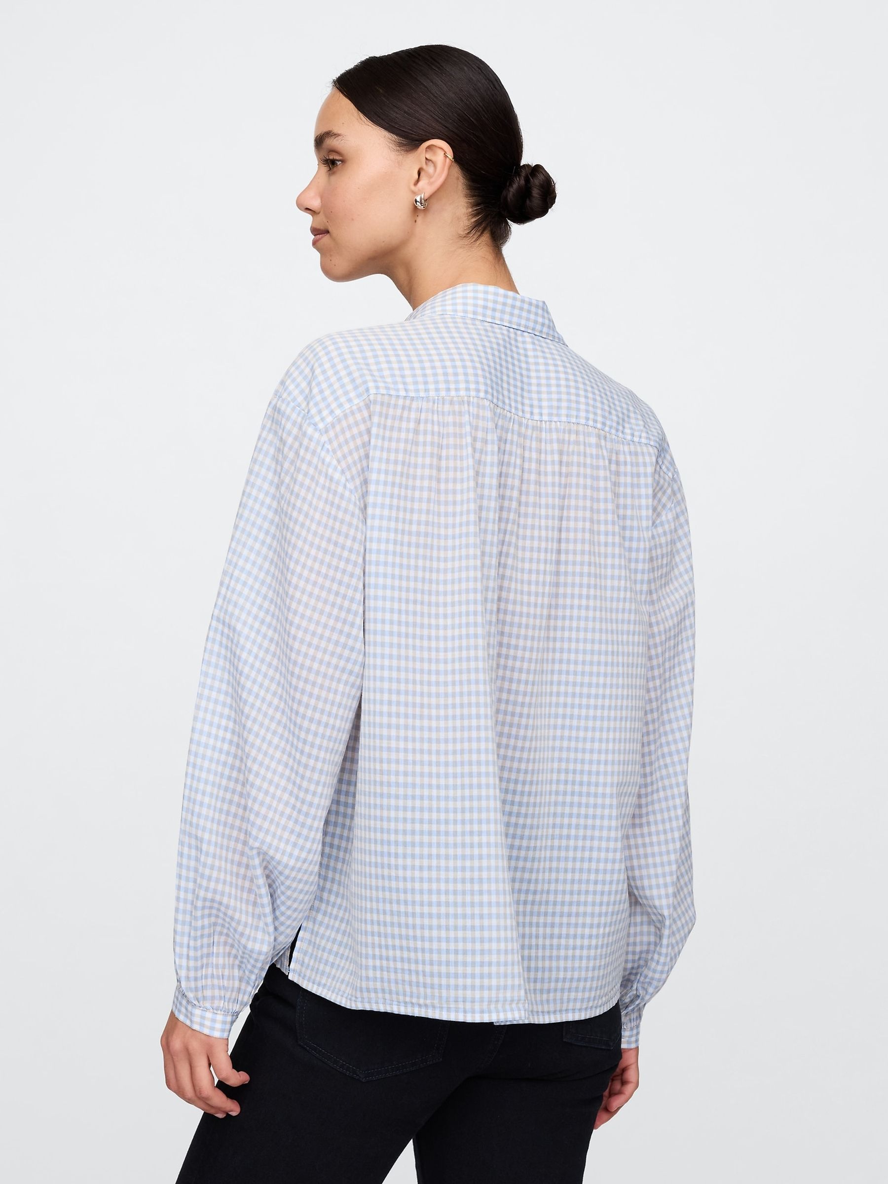Blue Gingham Relaxed Button-Front Shirt - Image 2 of 5