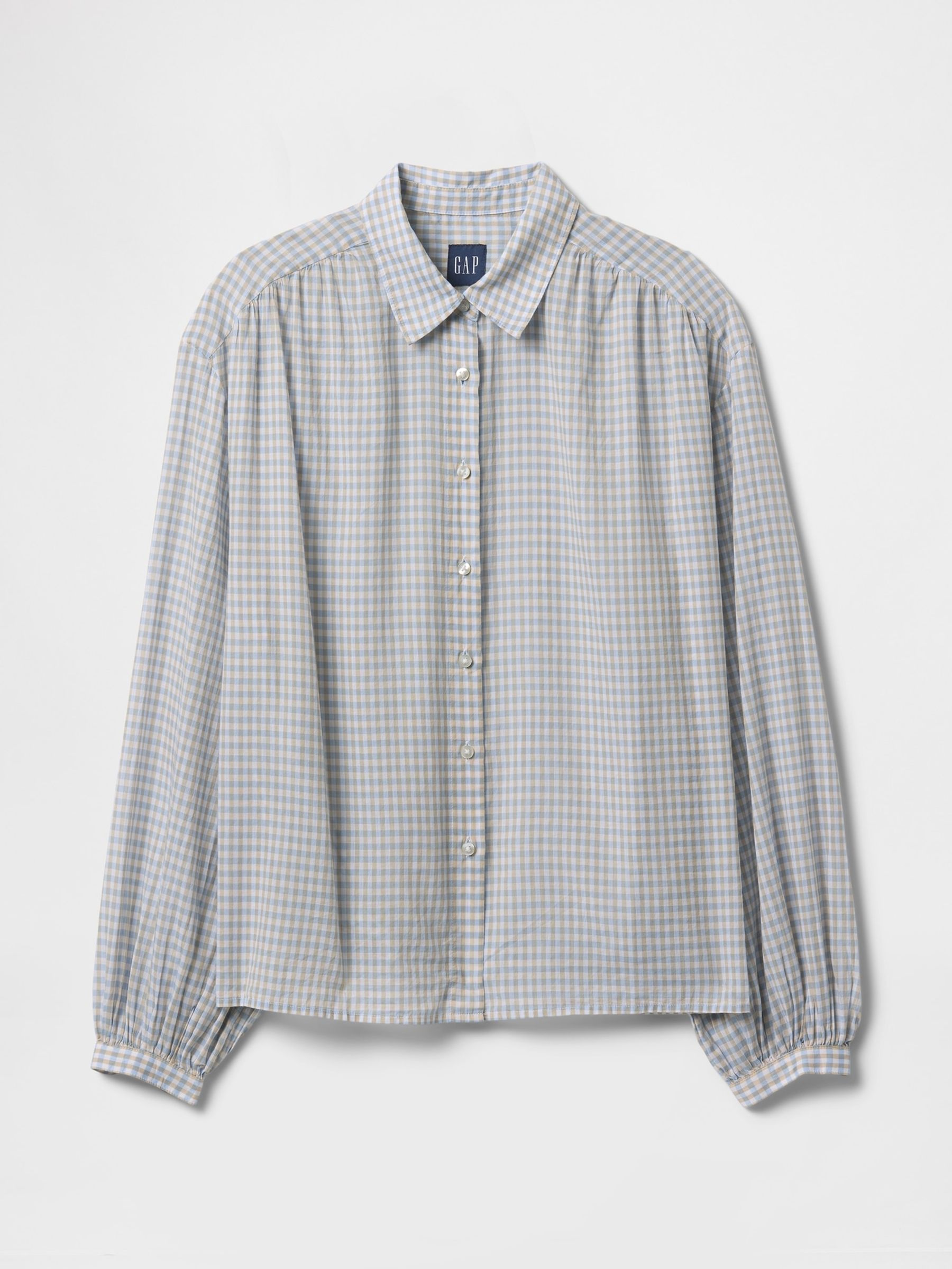 Blue Gingham Relaxed Button-Front Shirt - Image 4 of 5