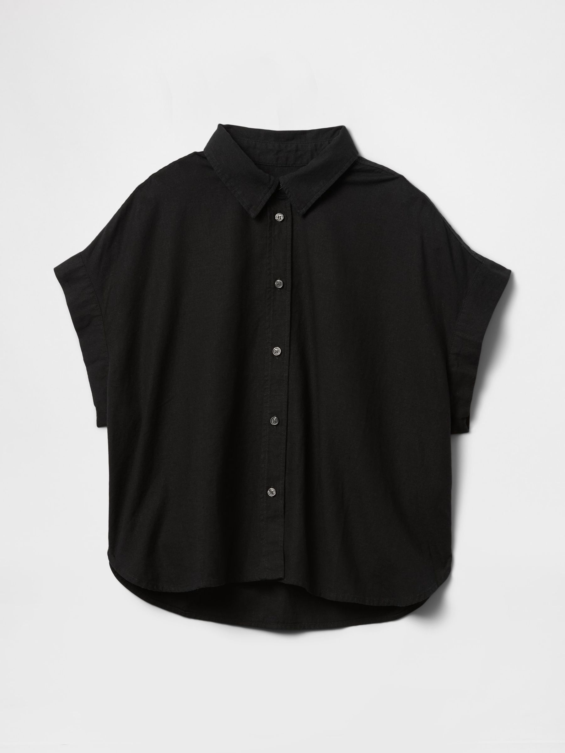 Black Linen-Blend Cropped Shirt - Image 5 of 5