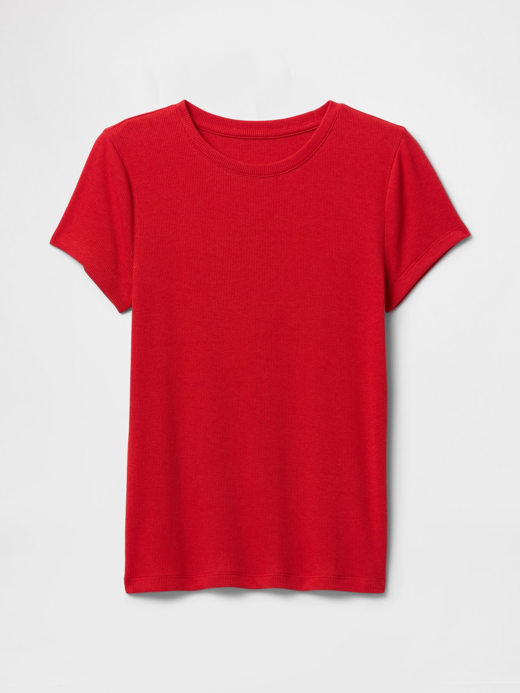Red Modern Cotton-Modal Short Sleeve Ribbed Cropped T-Shirt - Image 4 of 5