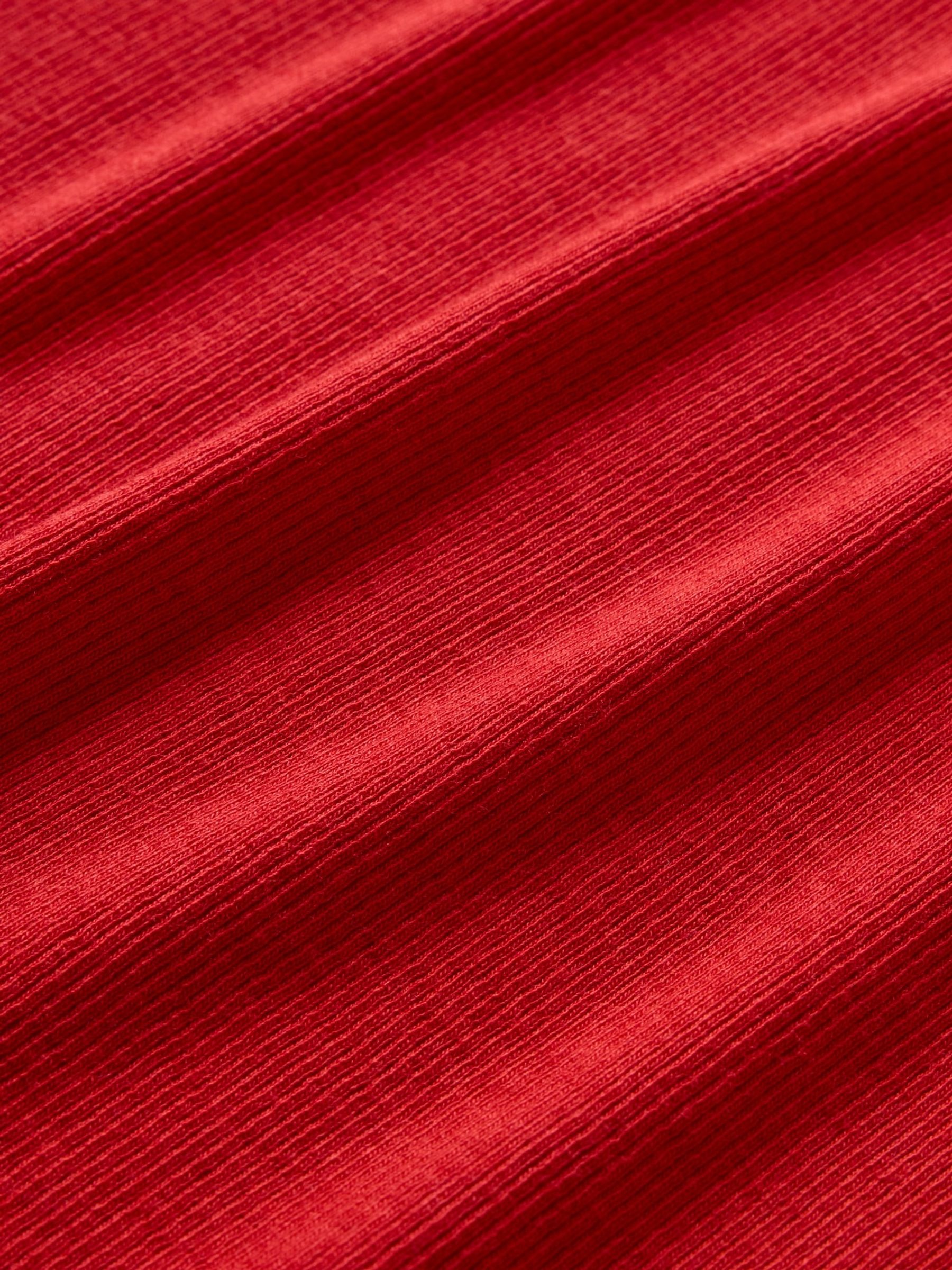 Red Modern Cotton-Modal Short Sleeve Ribbed Cropped T-Shirt - Image 5 of 5
