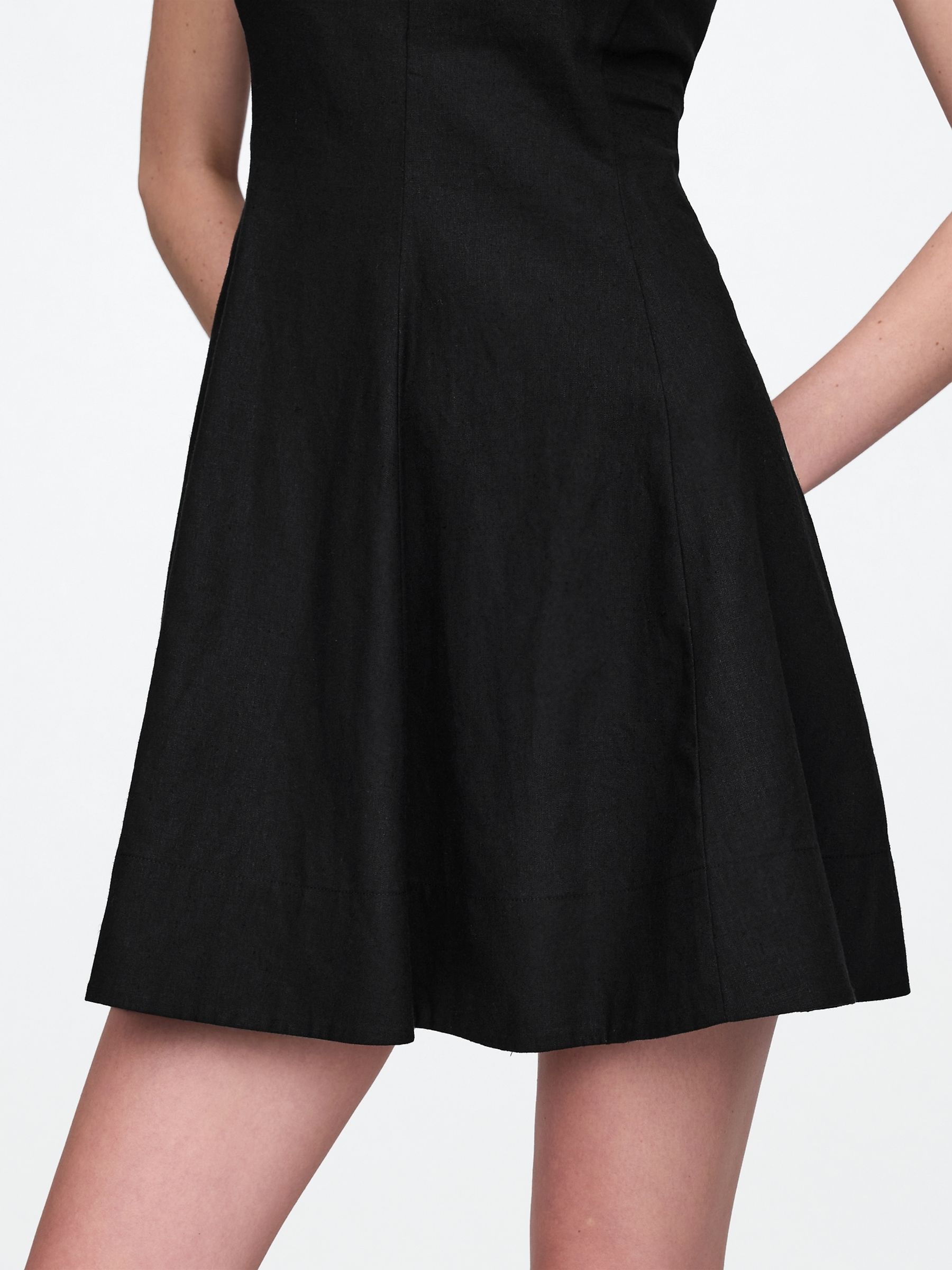Black Heavyweight Square Neck Linen-Blend Mini Dress - Image 5 of 5