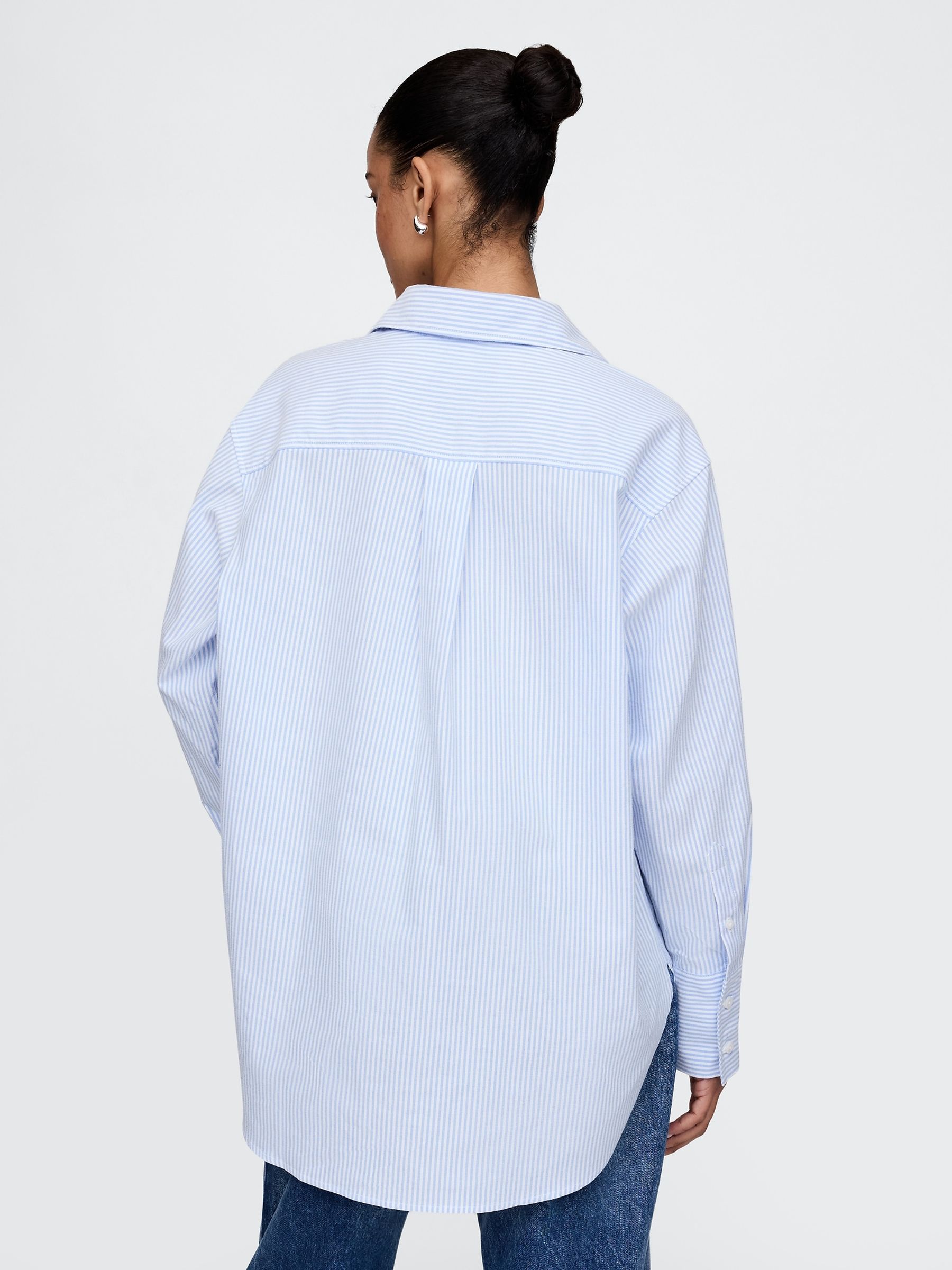 Blue Stripe Organic Cotton Oversized Shirt - Image 2 of 5