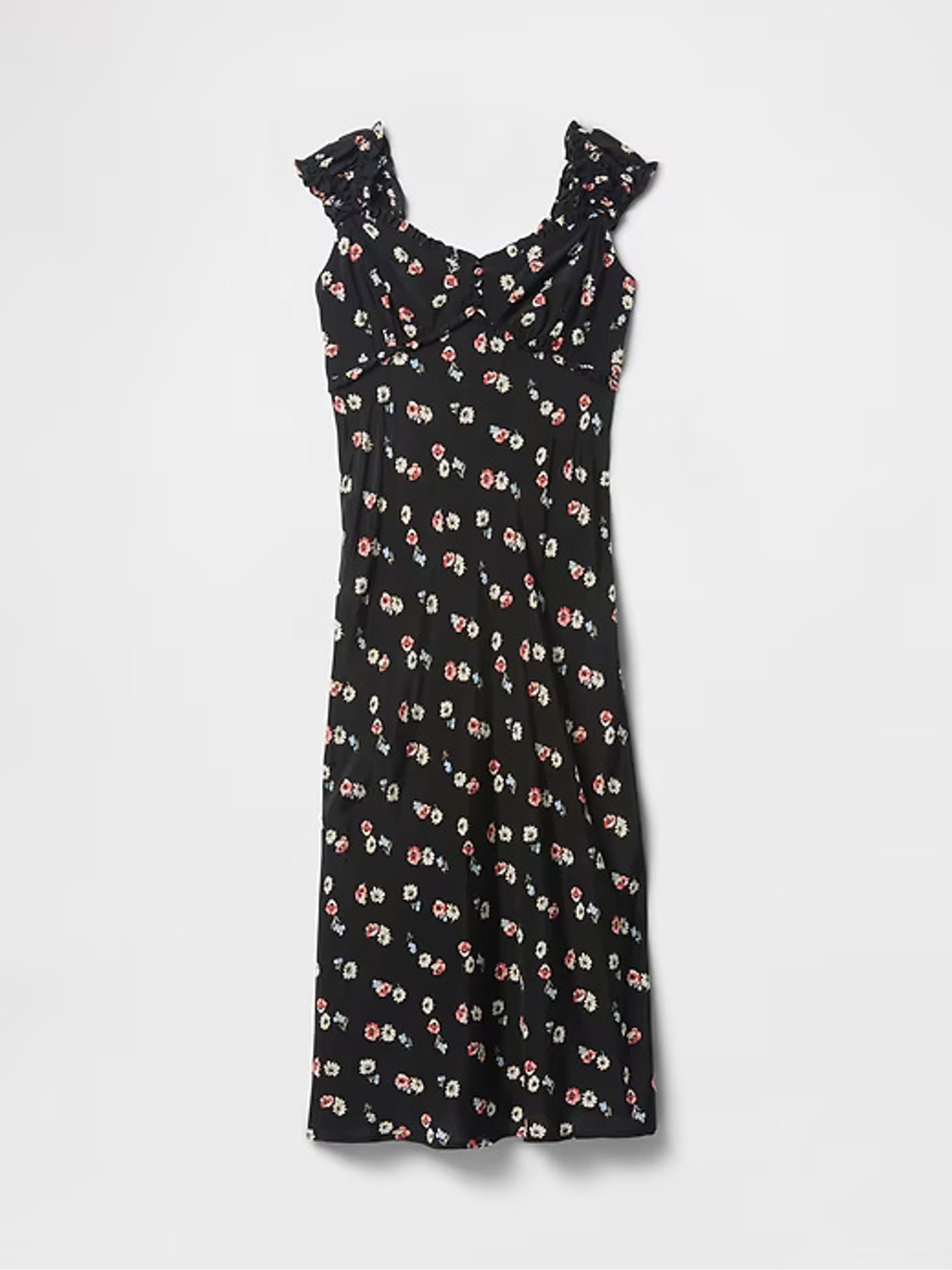 Black Sweetheart Neck Floral Midi Dress - Image 6 of 7