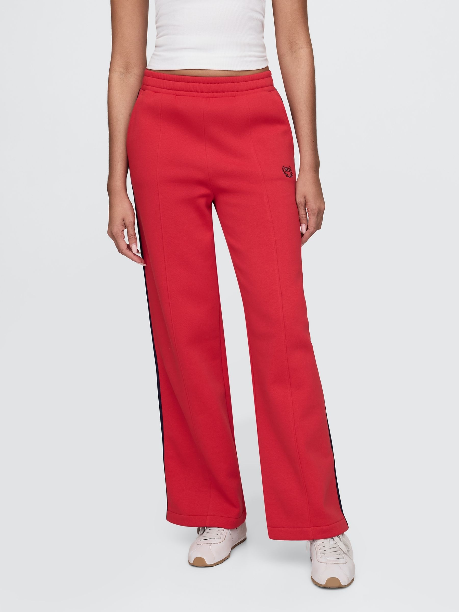 Red Logo Vintage Fleece-Lined Wide Leg Joggers - Image 1 of 3