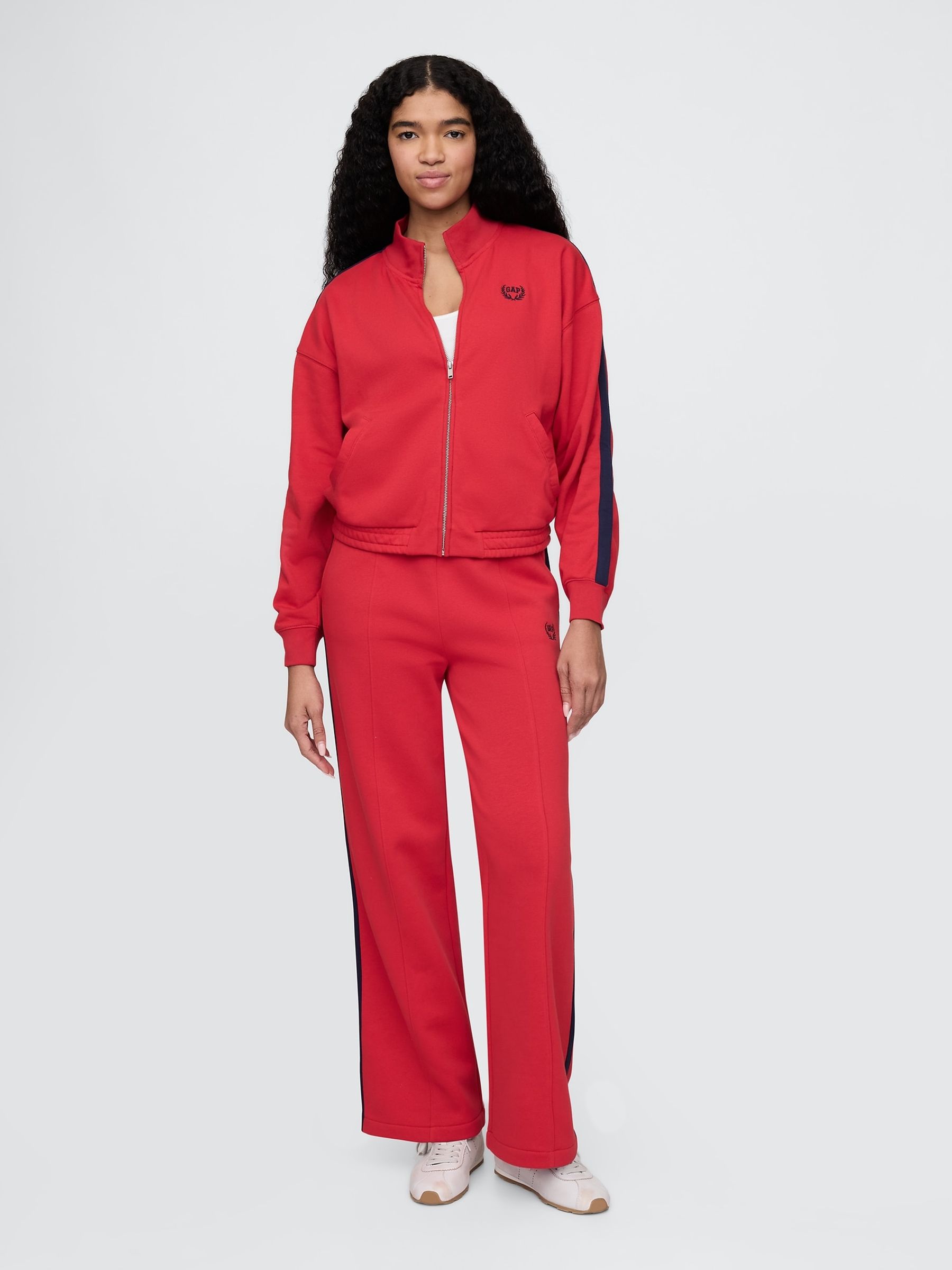 Red Logo Vintage Fleece-Lined Wide Leg Joggers - Image 2 of 3