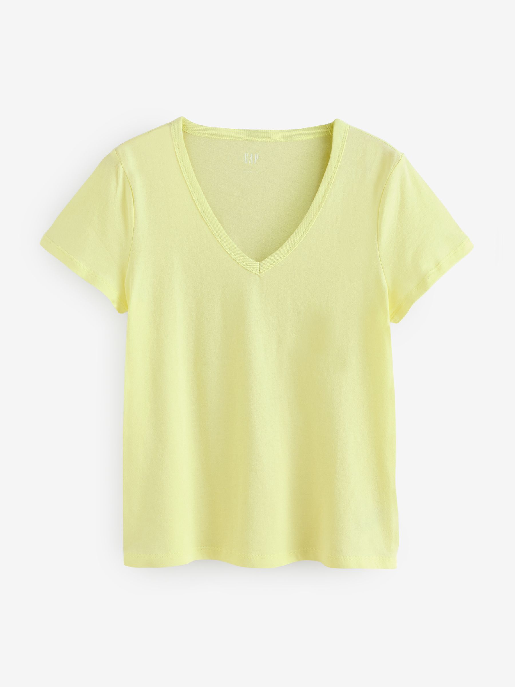 Yellow V-Neck Favourite Cotton Short Sleeve T-Shirt - Image 1 of 4