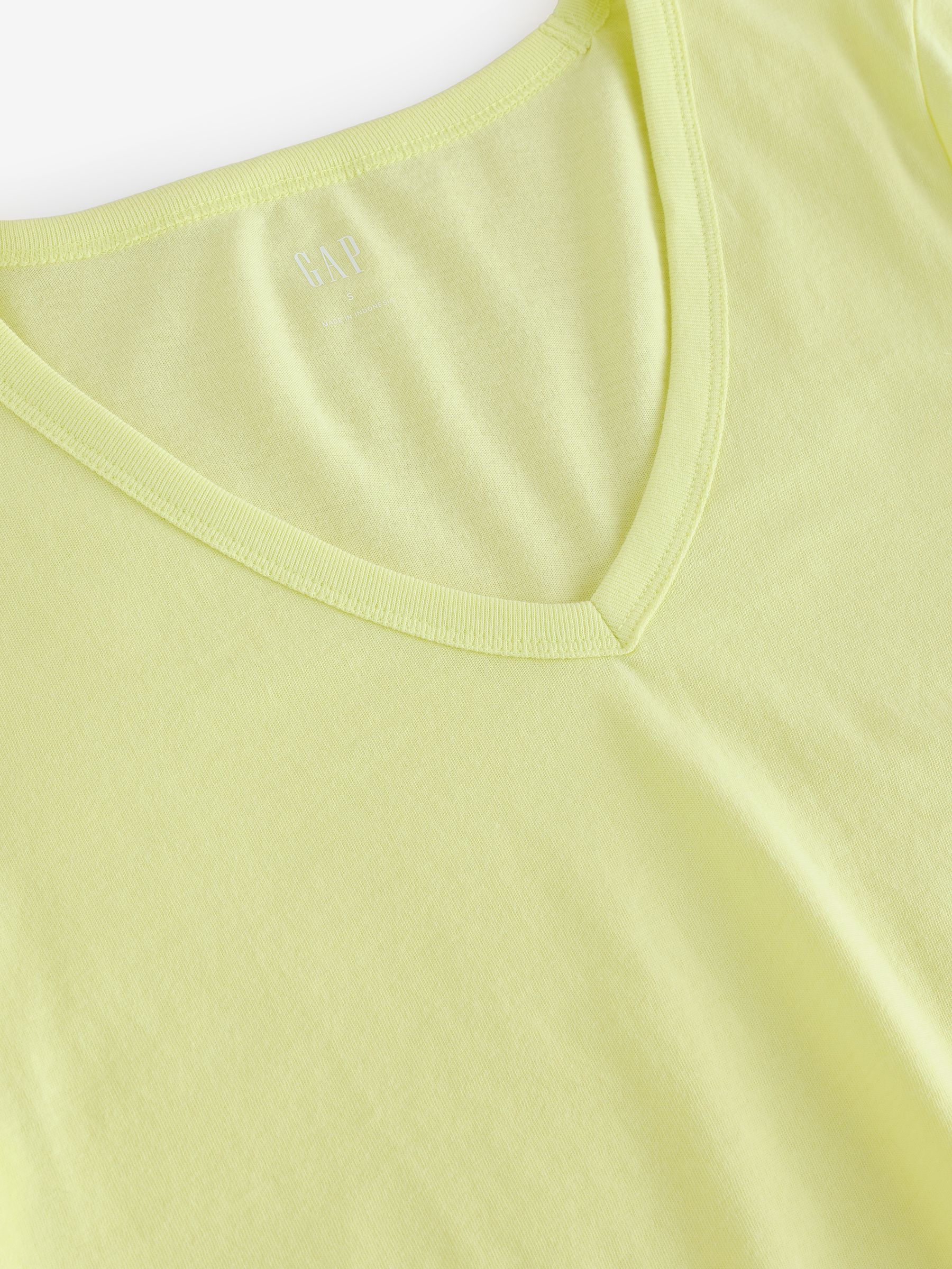 Yellow V-Neck Favourite Cotton Short Sleeve T-Shirt - Image 3 of 4