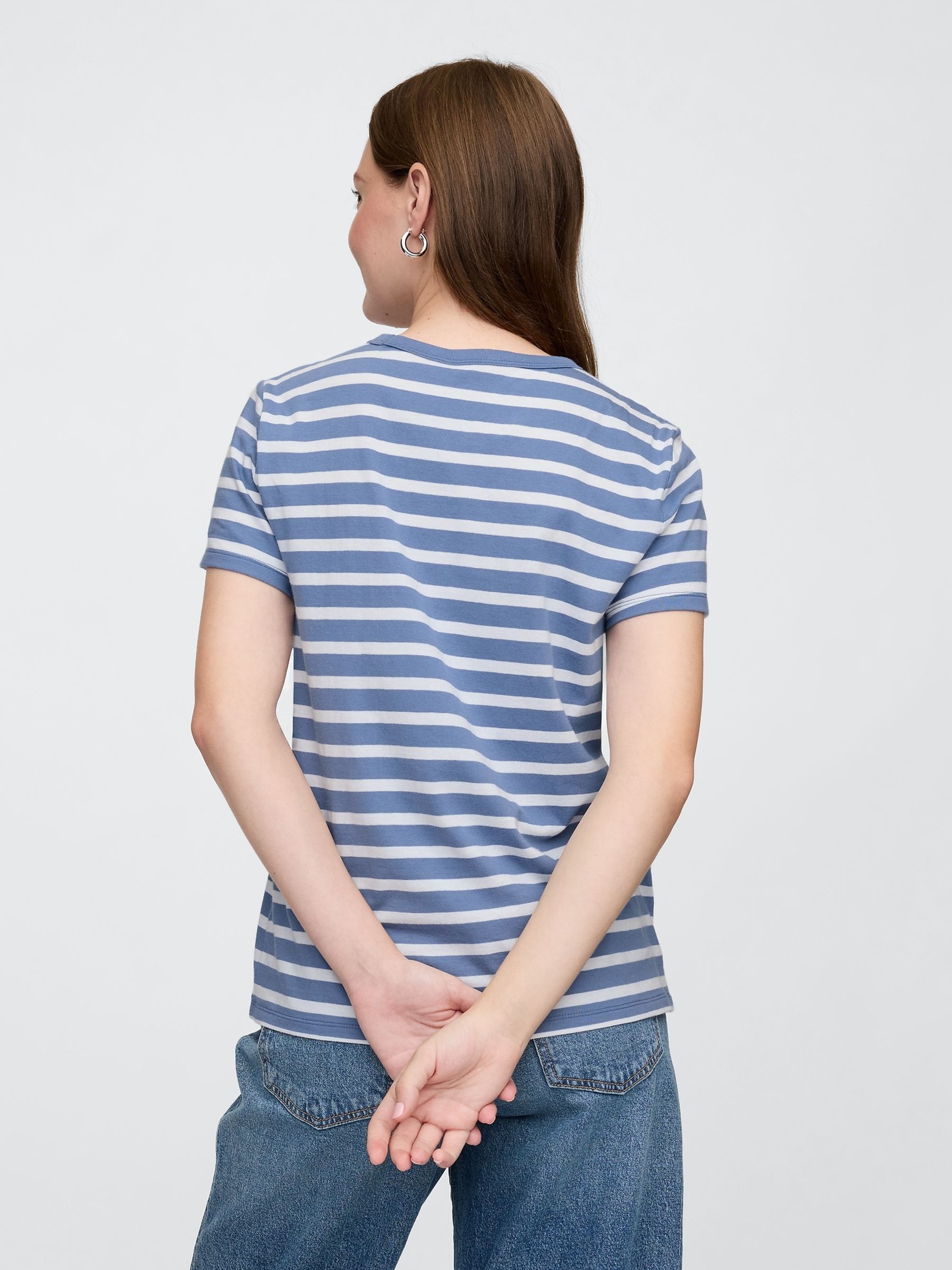 Beige Stripe Crew Neck Favourite Cotton Short Sleeve T-Shirt - Image 2 of 4