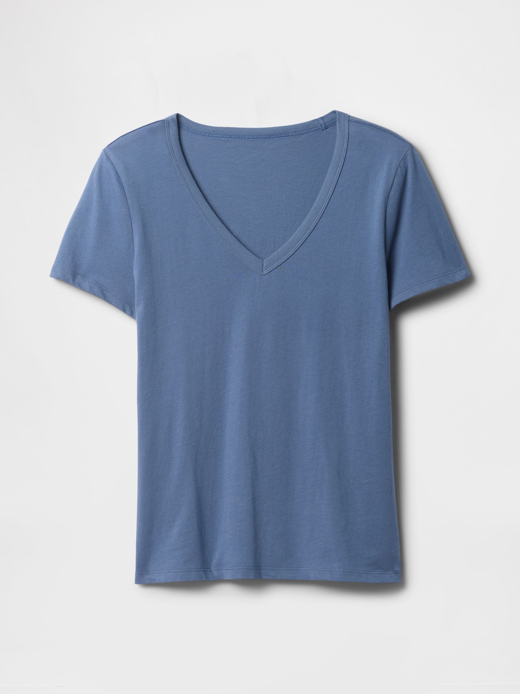 Blue Cotton V-Neck T-Shirt - Image 5 of 5 Blue Cotton V-Neck T-Shirt - Image 5 of 5