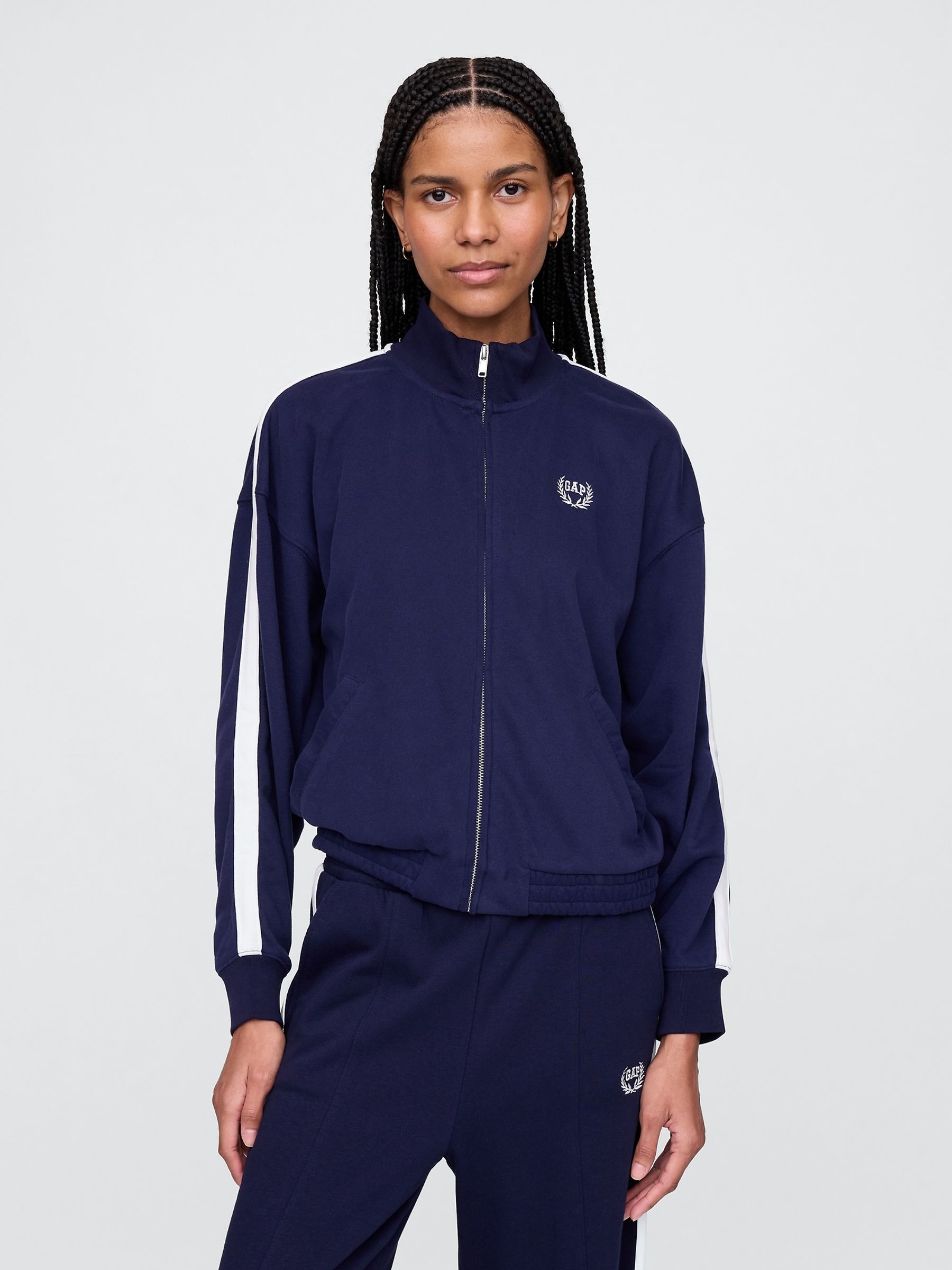 Navy Blue Vintage Soft Logo Track Jacket | Gap