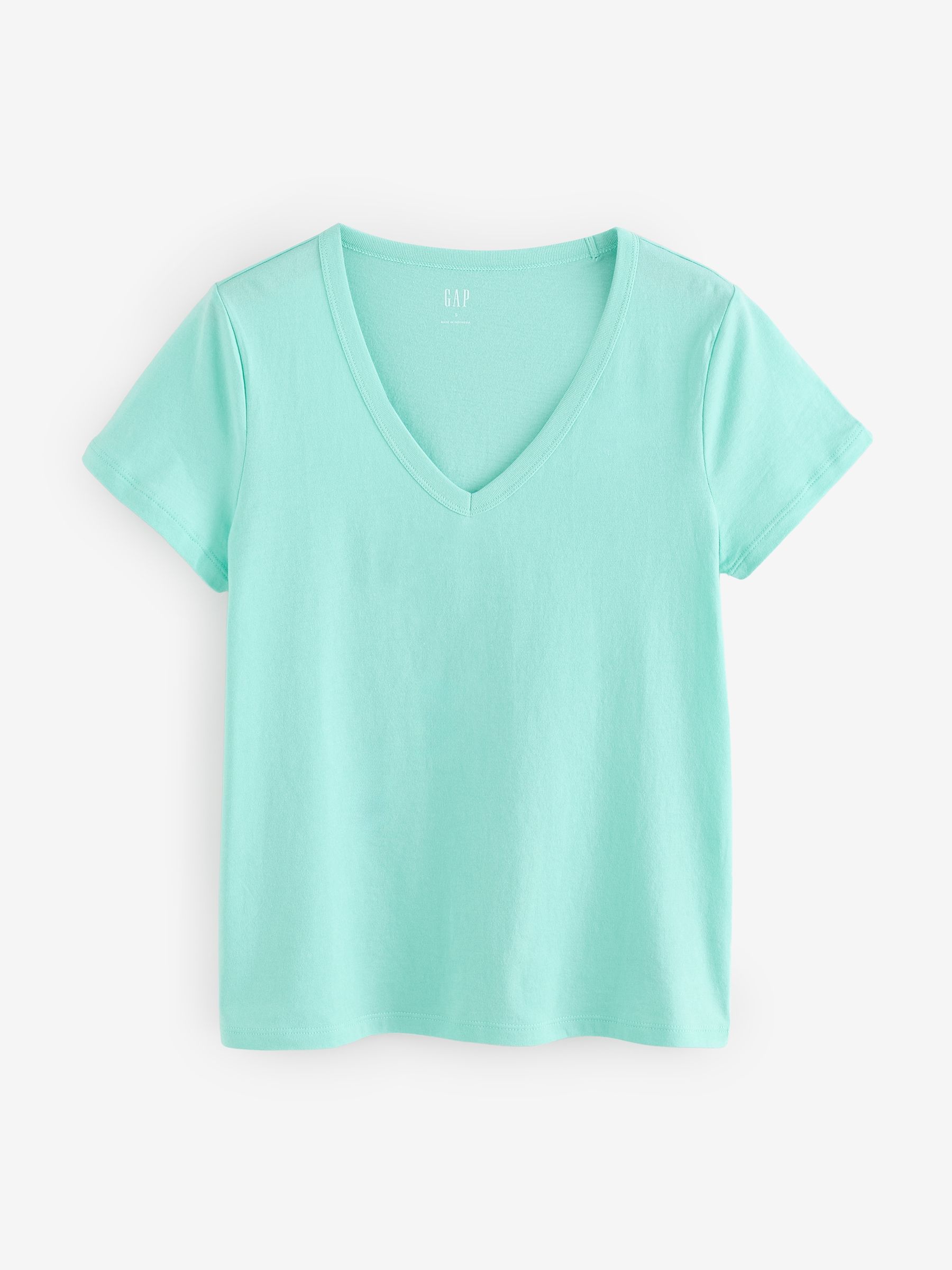 Turqouis Blue V-Neck Favourite Cotton Short Sleeve T-Shirt - Image 1 of 4