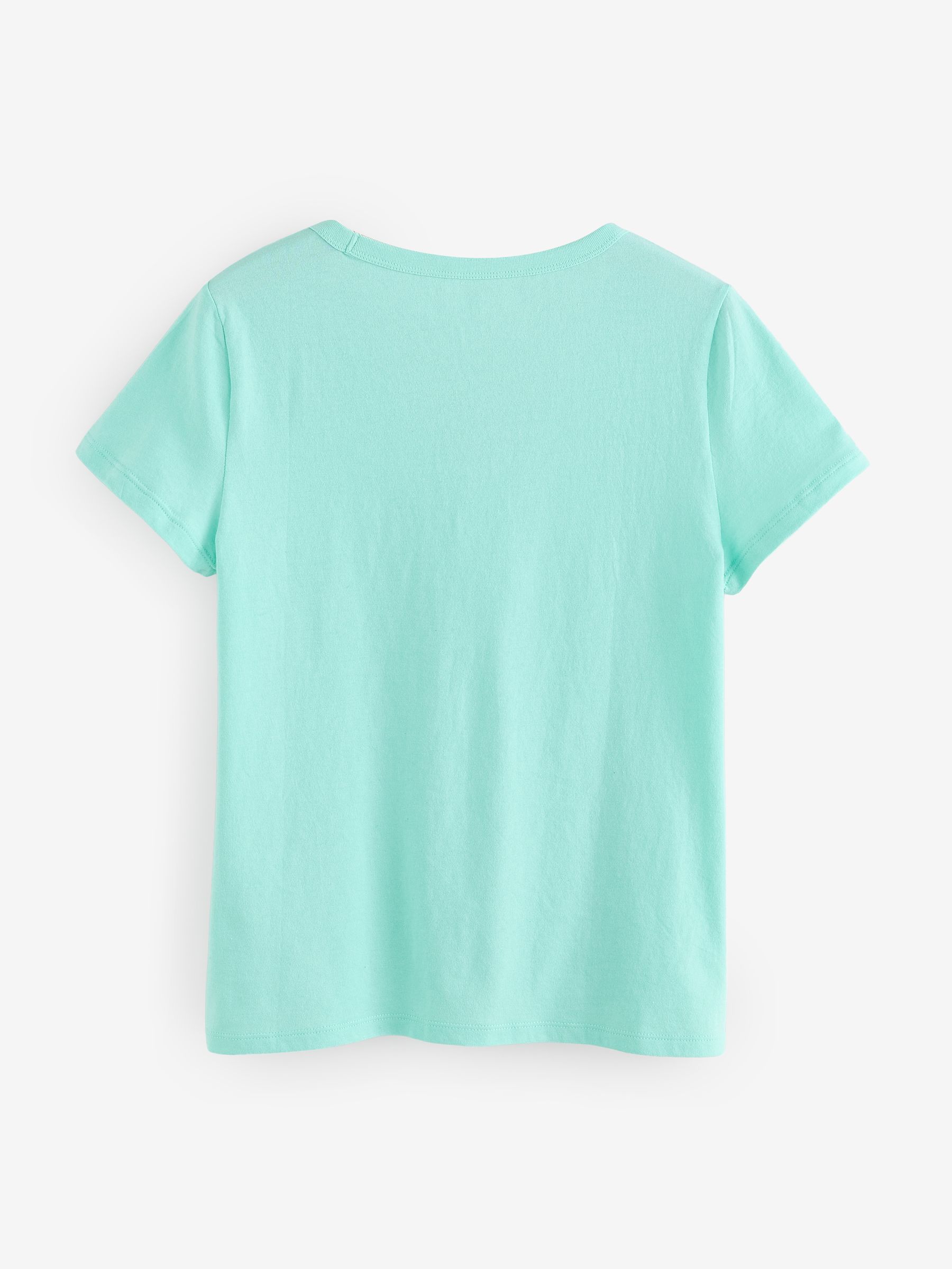 Turqouis Blue V-Neck Favourite Cotton Short Sleeve T-Shirt - Image 2 of 4