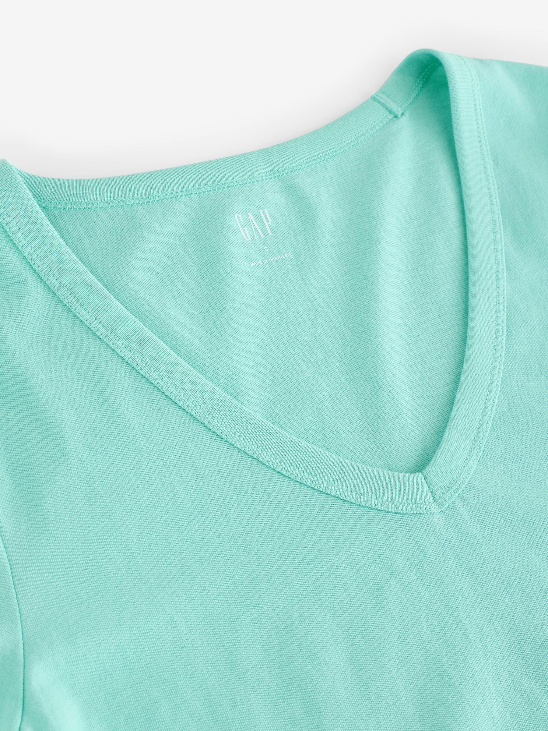 Turqouis Blue V-Neck Favourite Cotton Short Sleeve T-Shirt - Image 3 of 4
