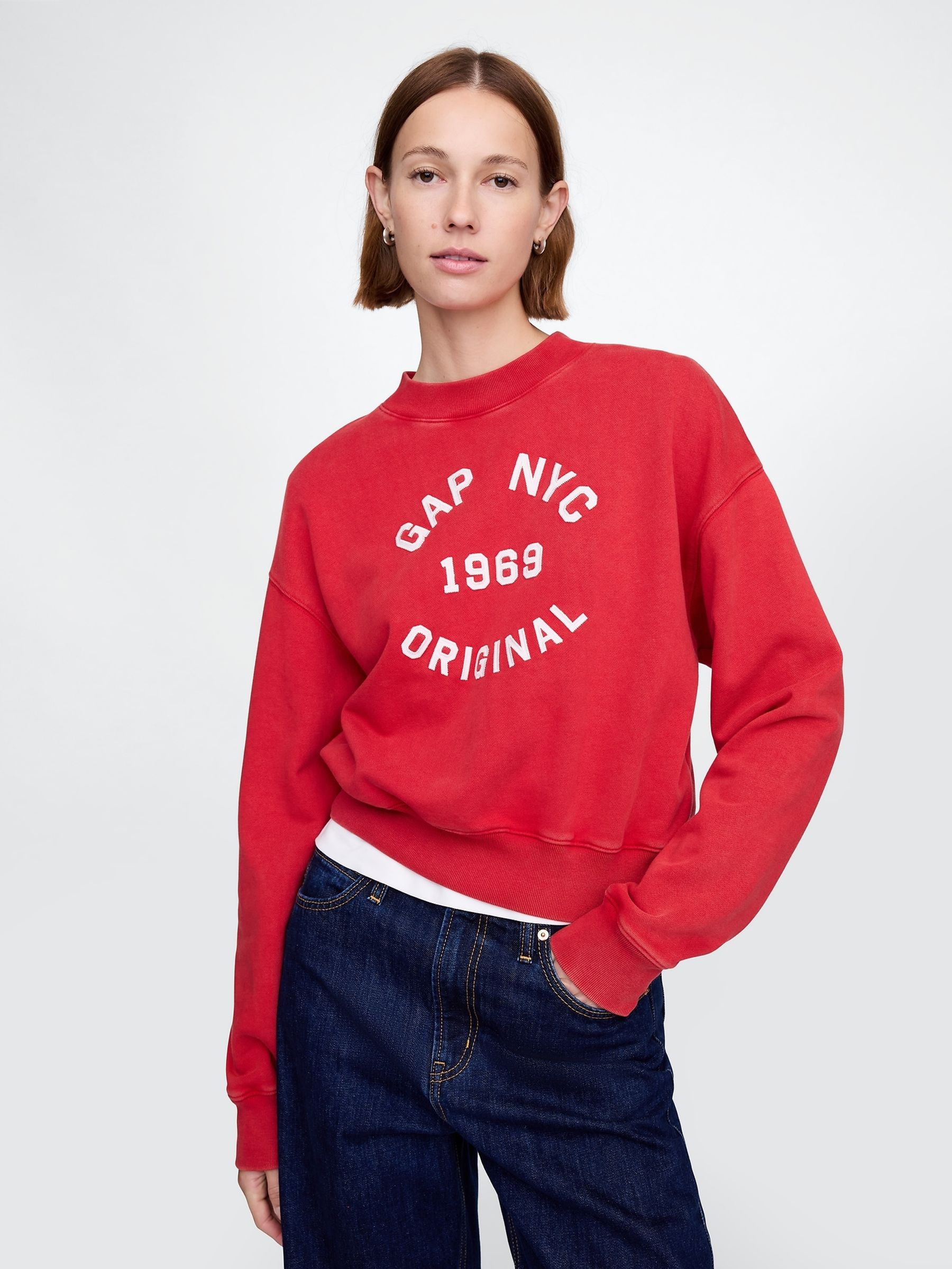 Red Logo 1969 Crew Neck Cropped Sweatshirt - Image 1 of 4