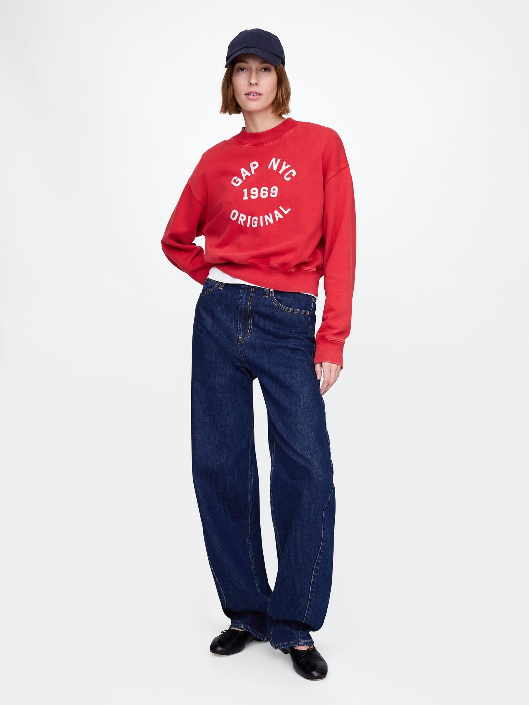 Red Logo 1969 Crew Neck Cropped Sweatshirt - Image 3 of 4