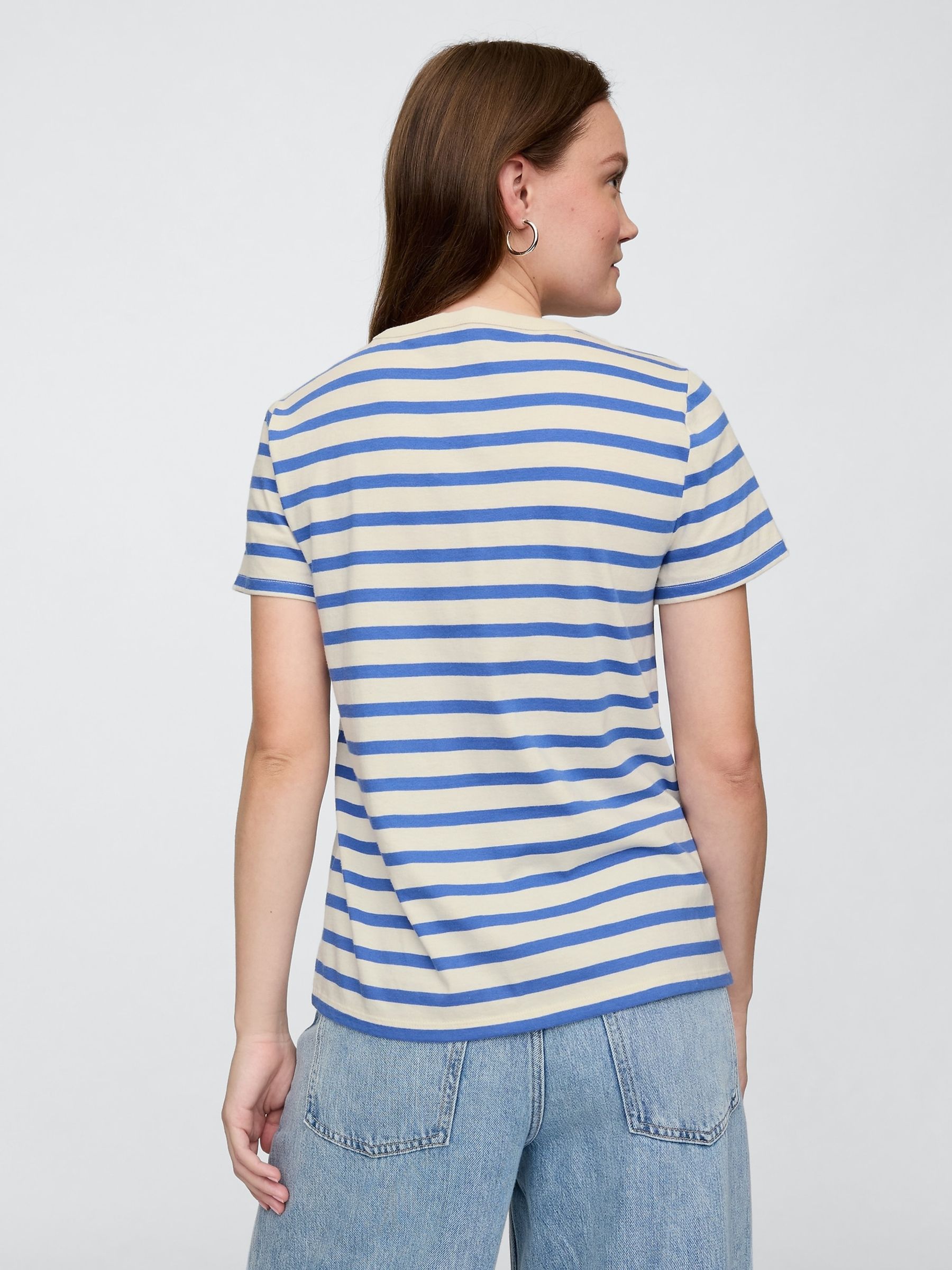 Blue V-Neck Favourite Cotton Short Sleeve T-Shirt - Image 2 of 3