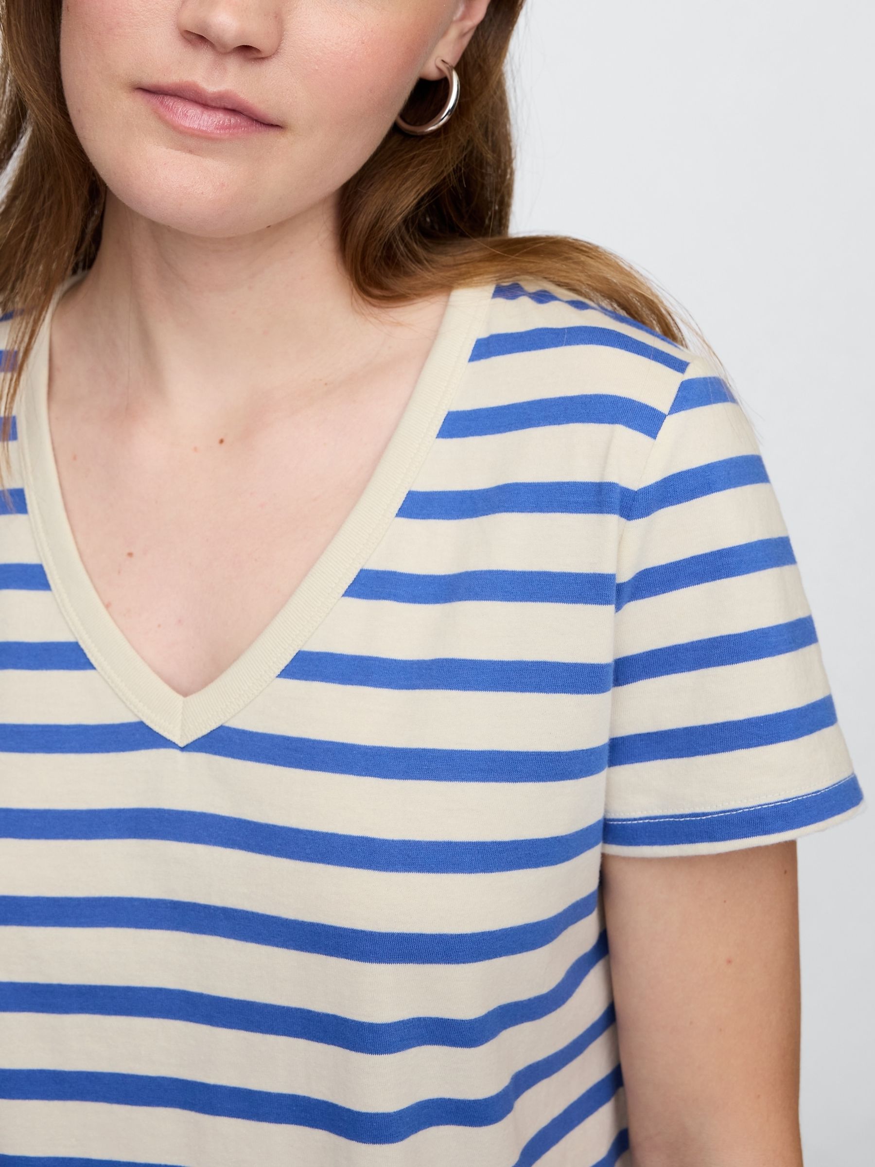 Blue V-Neck Favourite Cotton Short Sleeve T-Shirt - Image 3 of 3