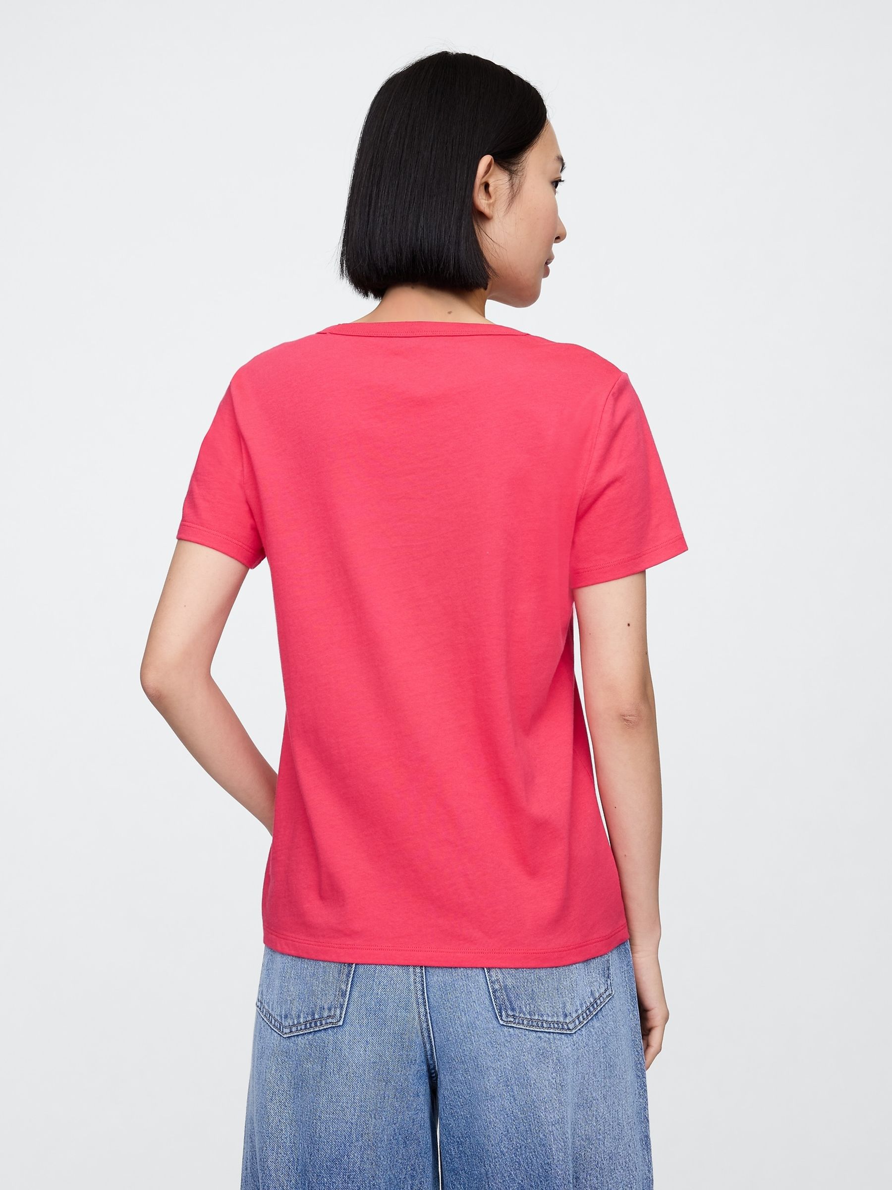 Pink V-Neck Favourite Cotton Short Sleeve T-Shirt - Image 2 of 5