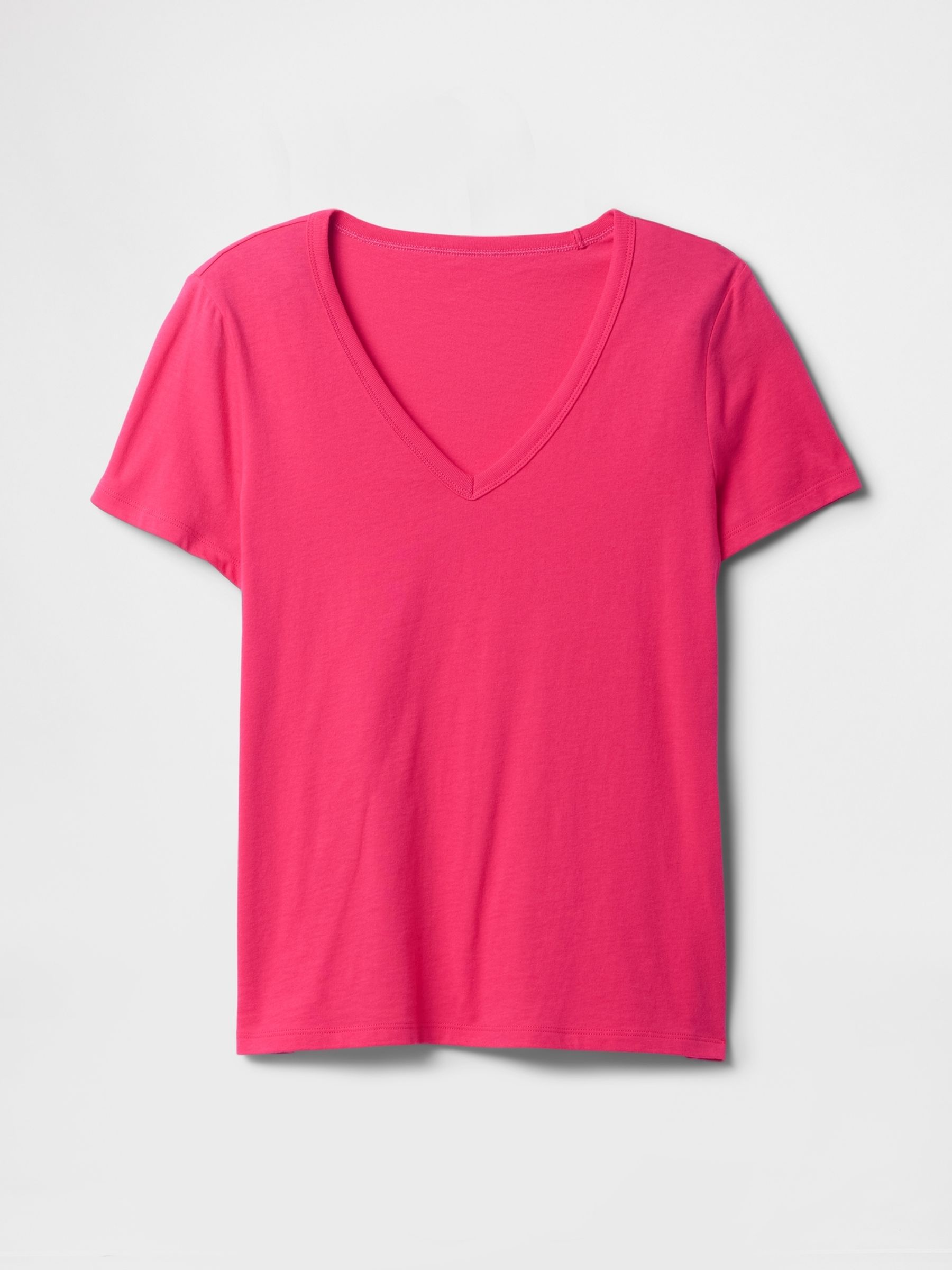Pink V-Neck Favourite Cotton Short Sleeve T-Shirt - Image 5 of 5