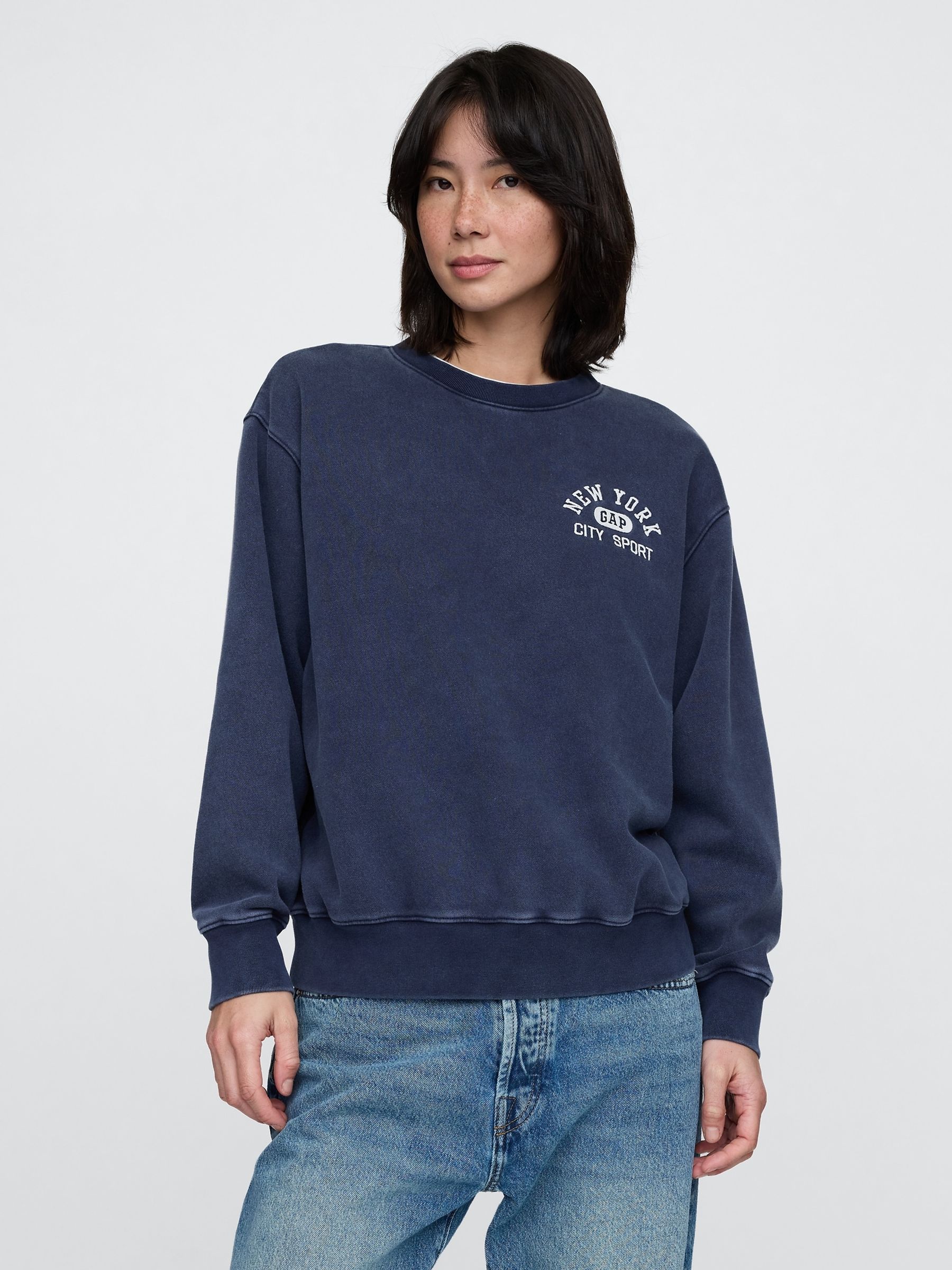 Navy Blue Vintage Soft French Terry Logo Sweatshirt - Image 1 of 5