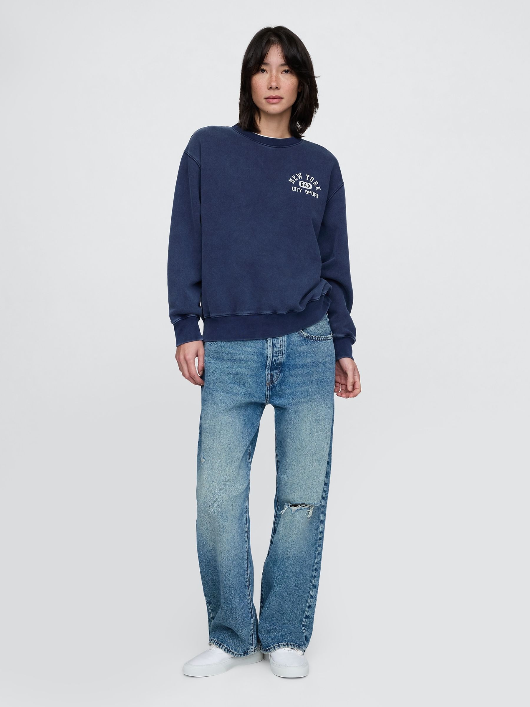 Navy Blue Vintage Soft French Terry Logo Sweatshirt - Image 3 of 5