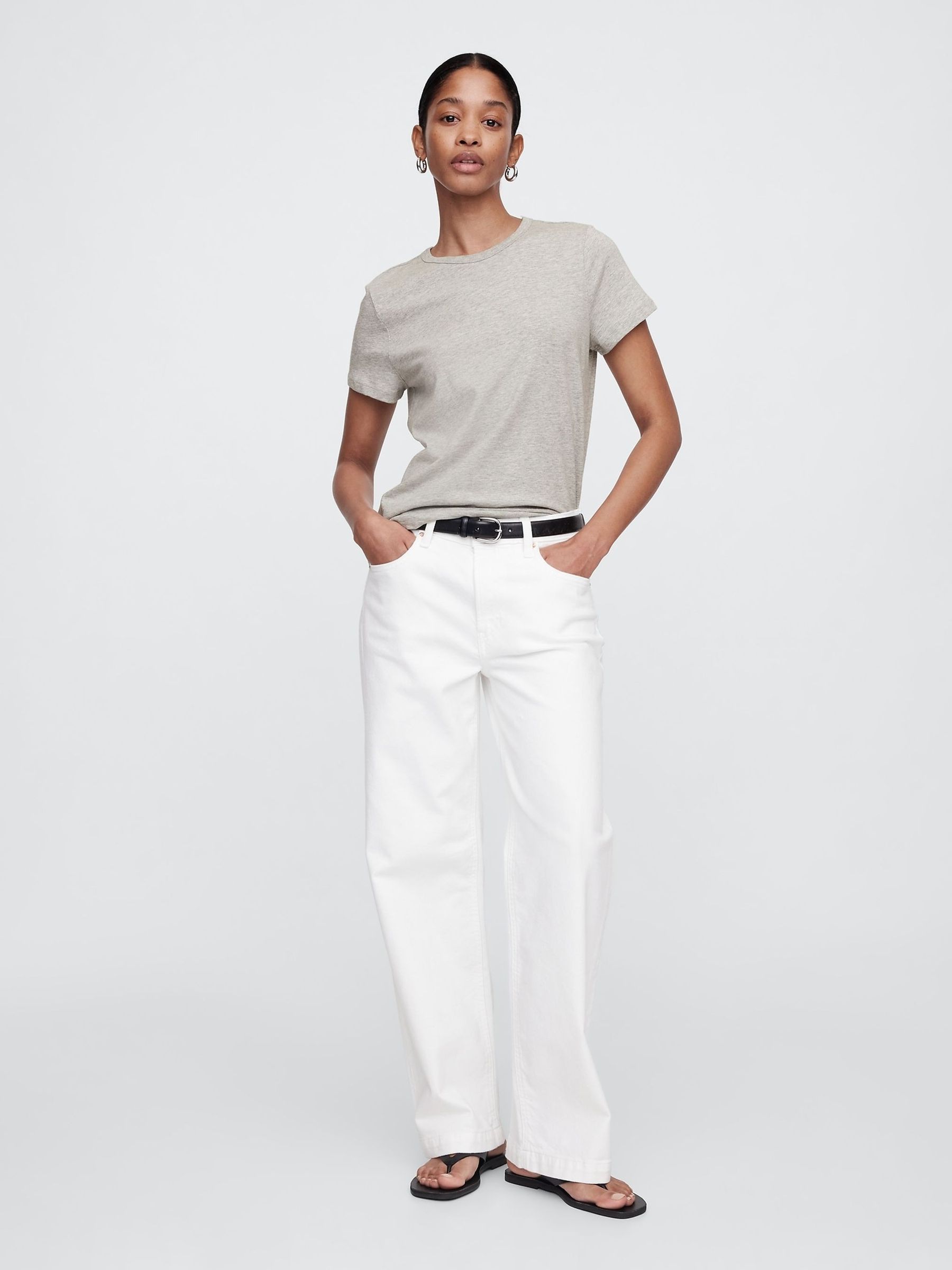 Grey Crew Neck Favourite Cotton Short Sleeve T-Shirt - Image 3 of 8