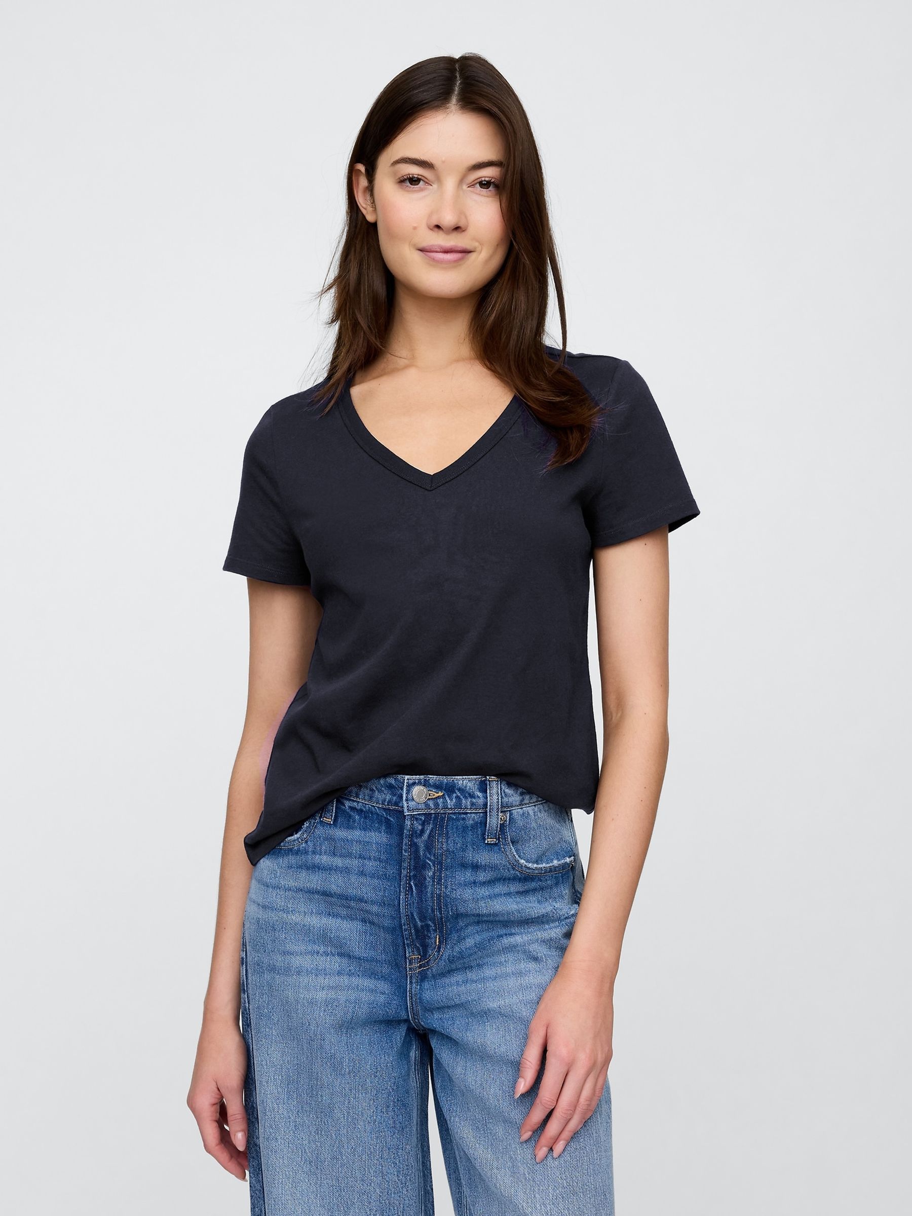 Blue V-Neck Favourite Cotton Short Sleeve T-Shirt - Image 1 of 6