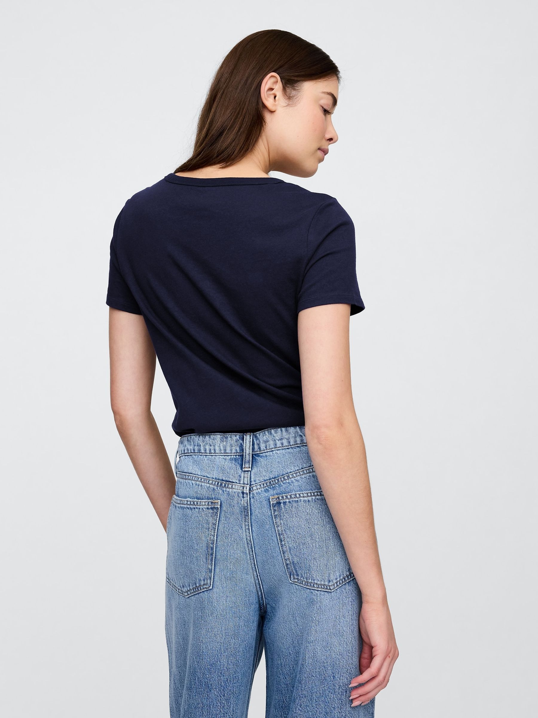 Blue V-Neck Favourite Cotton Short Sleeve T-Shirt - Image 2 of 6