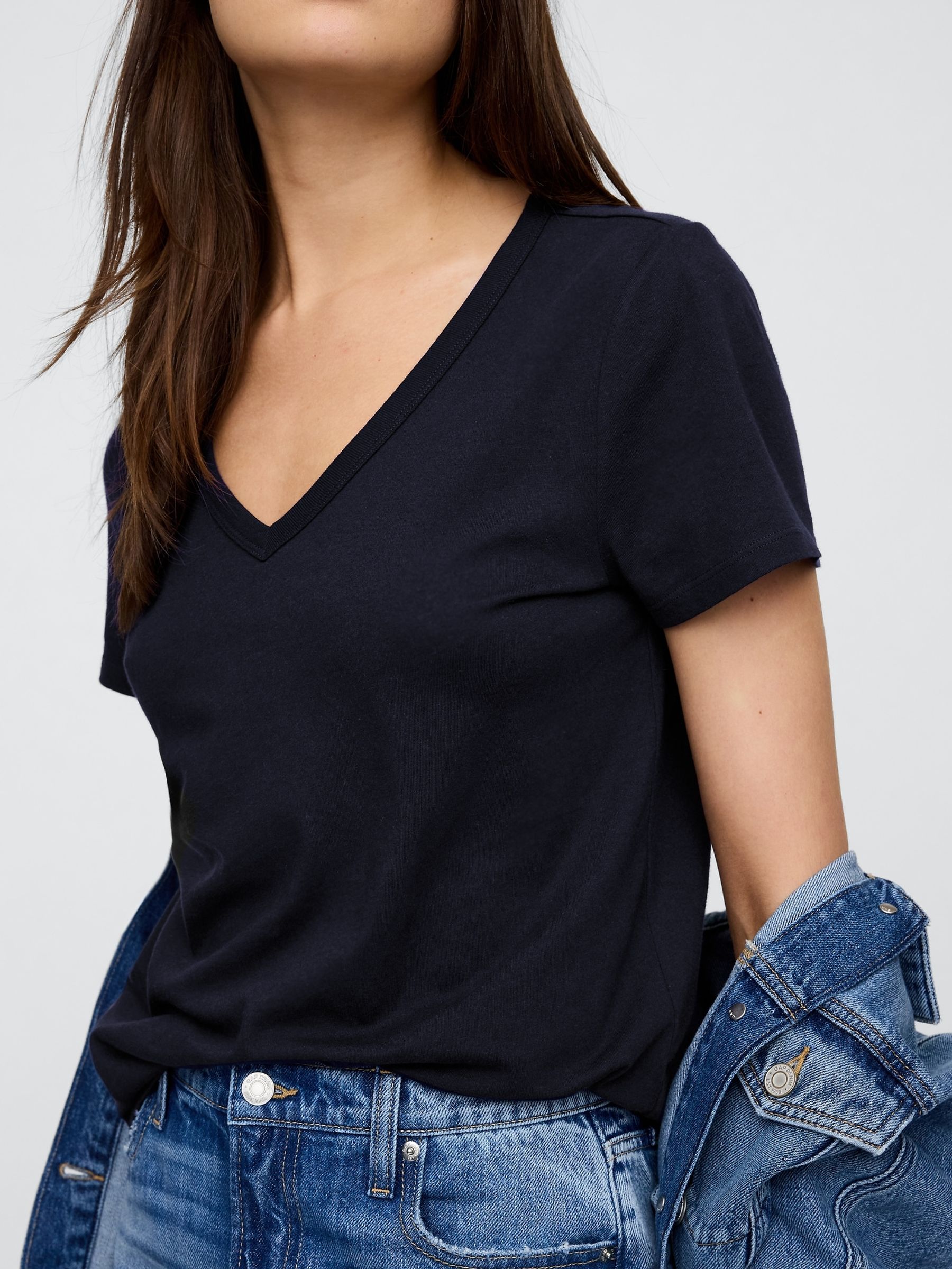 Blue V-Neck Favourite Cotton Short Sleeve T-Shirt - Image 4 of 6