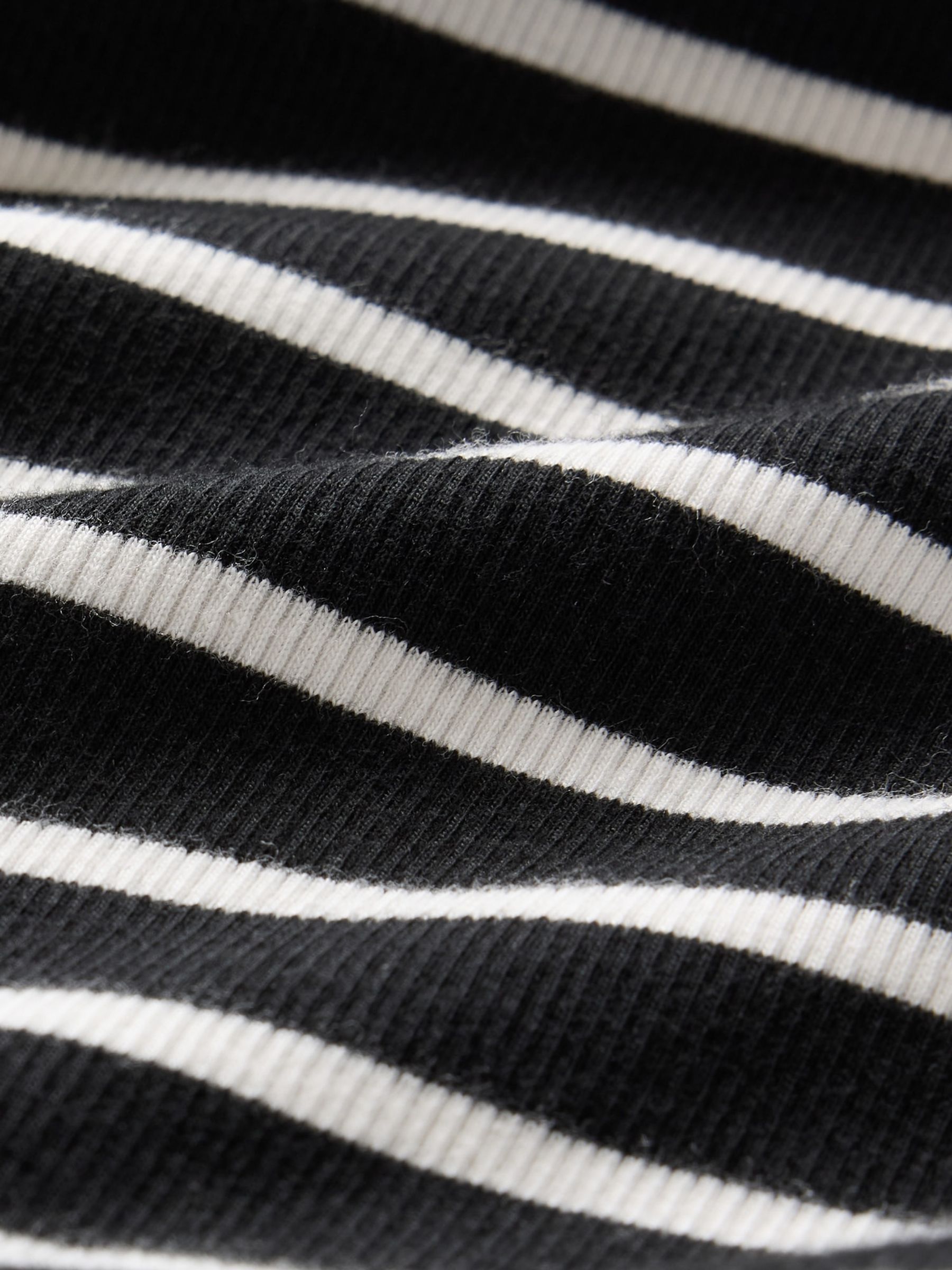 Black/White Stripe Modern Cotton-Modal Ribbed Midi Dress - Image 7 of 7