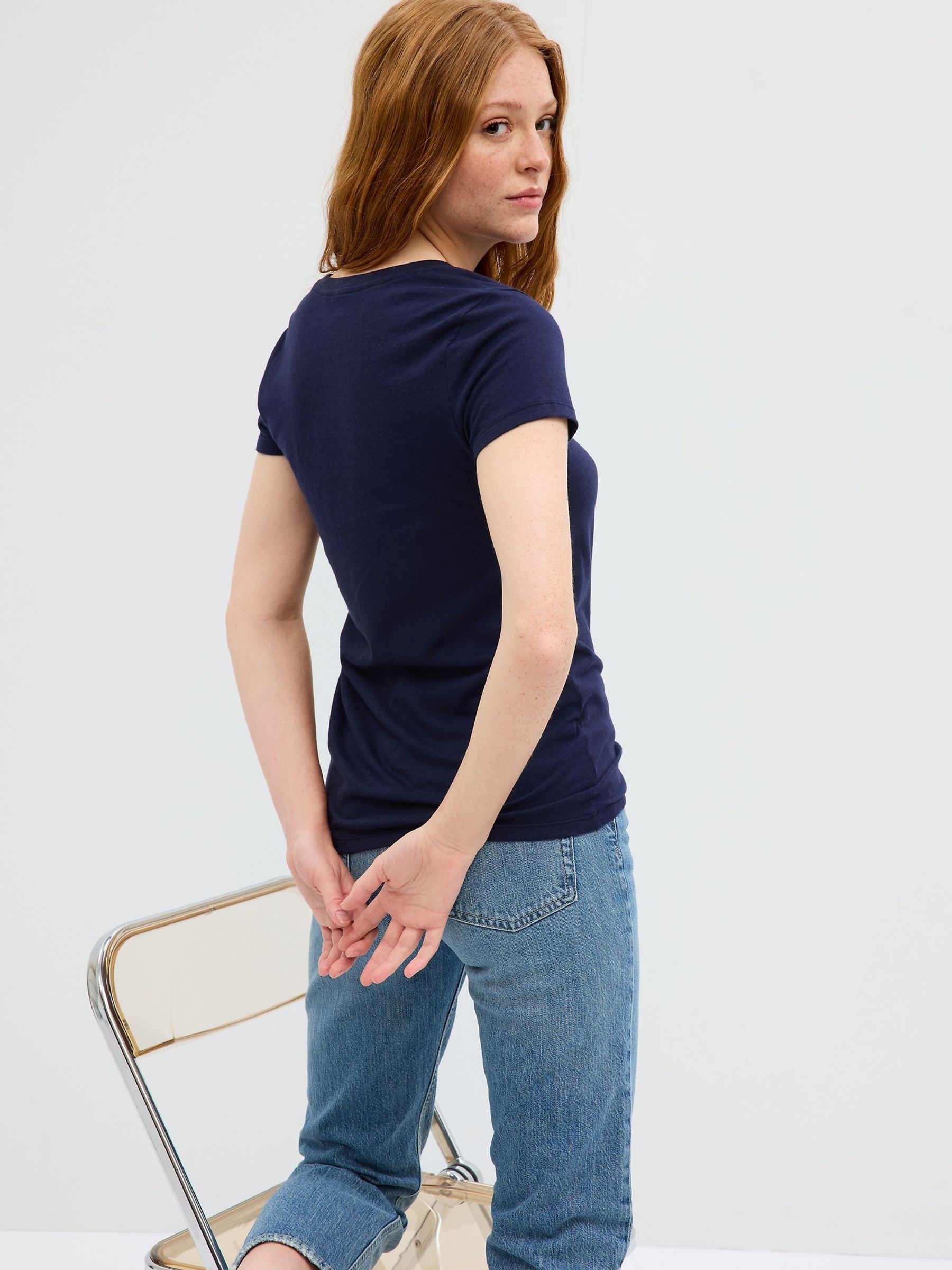 Navy Blue Crew Neck Favourite Cotton Short Sleeve T-Shirt - Image 2 of 6