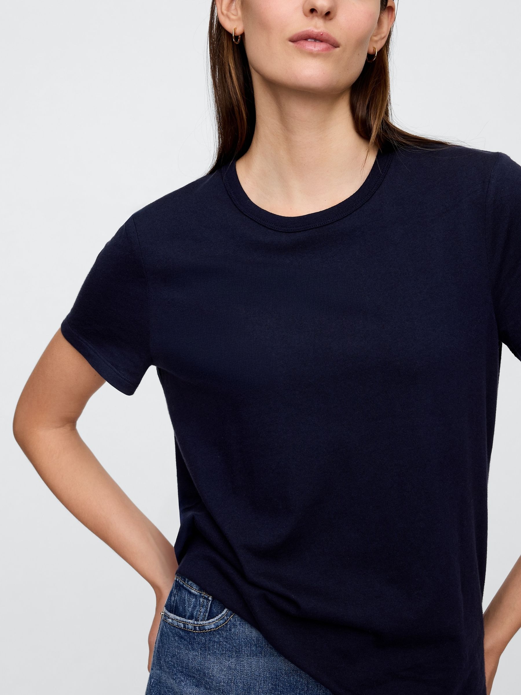 Navy Blue Crew Neck Favourite Cotton Short Sleeve T-Shirt - Image 5 of 6