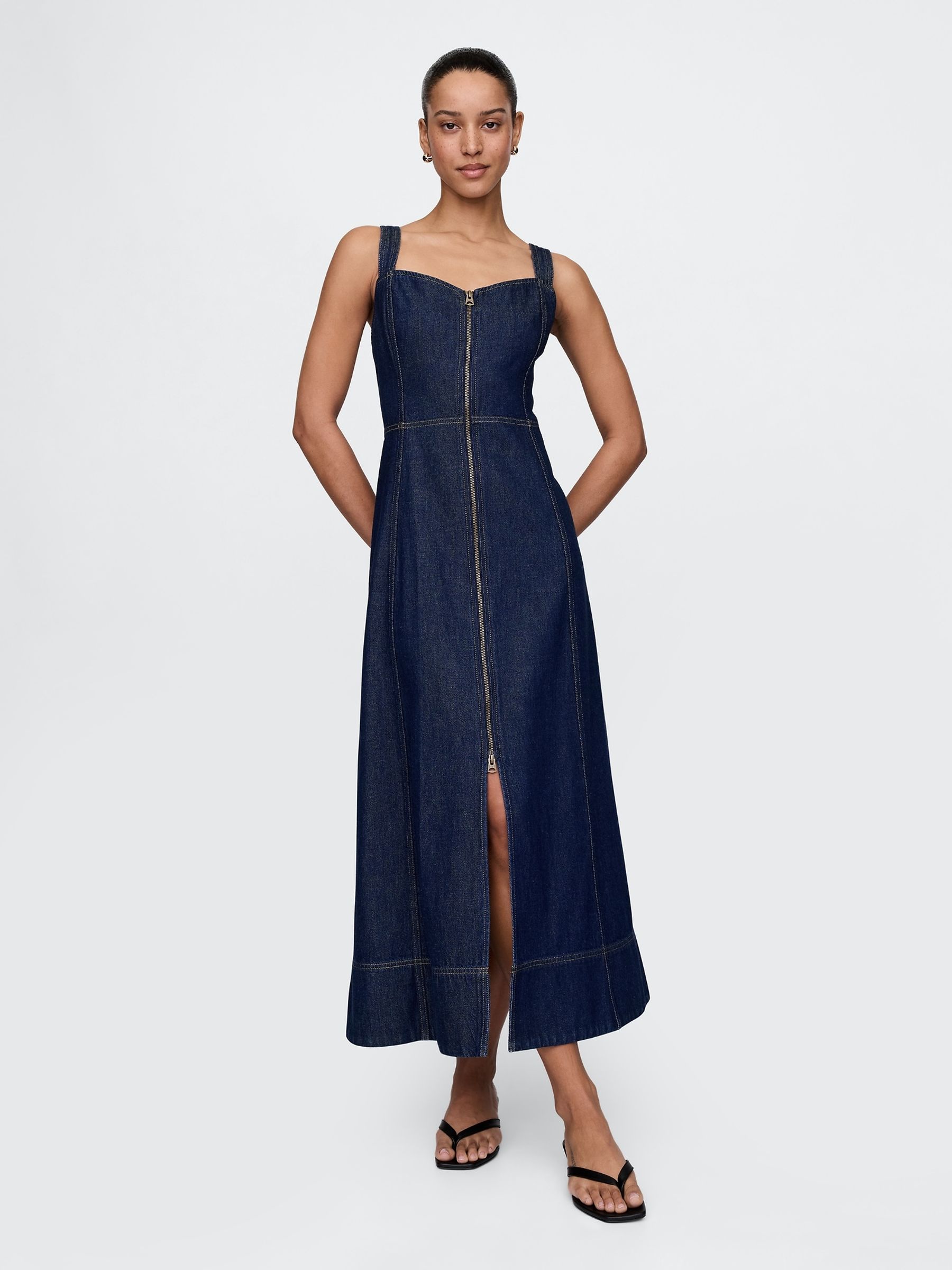 Dark Wash Blue UltraSoft Denim Maxi Dress - Image 2 of 5
