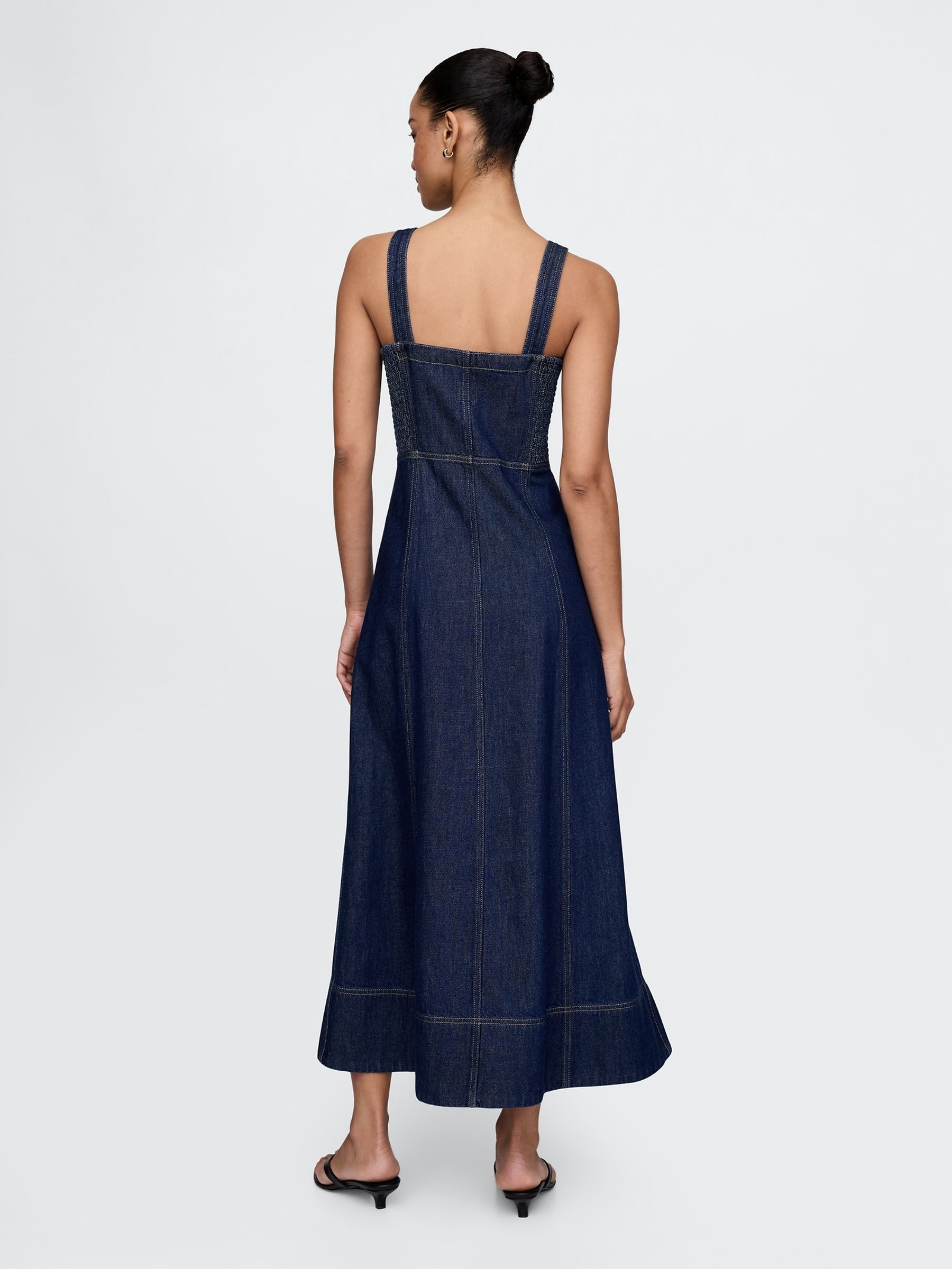 Dark Wash Blue UltraSoft Denim Maxi Dress - Image 3 of 5
