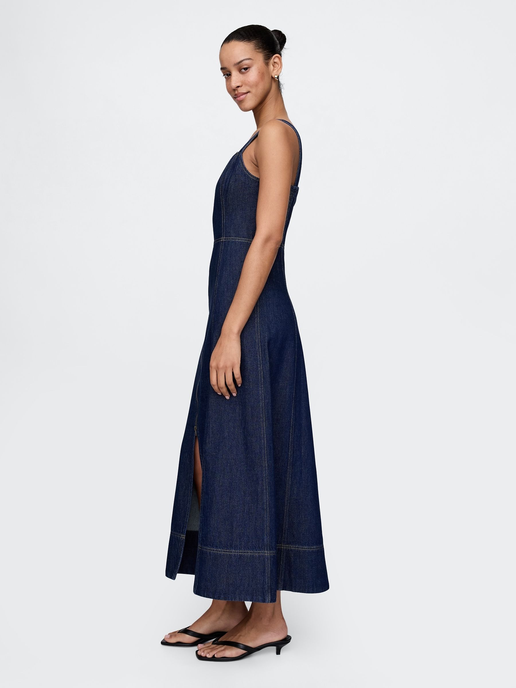 Dark Wash Blue UltraSoft Denim Maxi Dress - Image 4 of 5