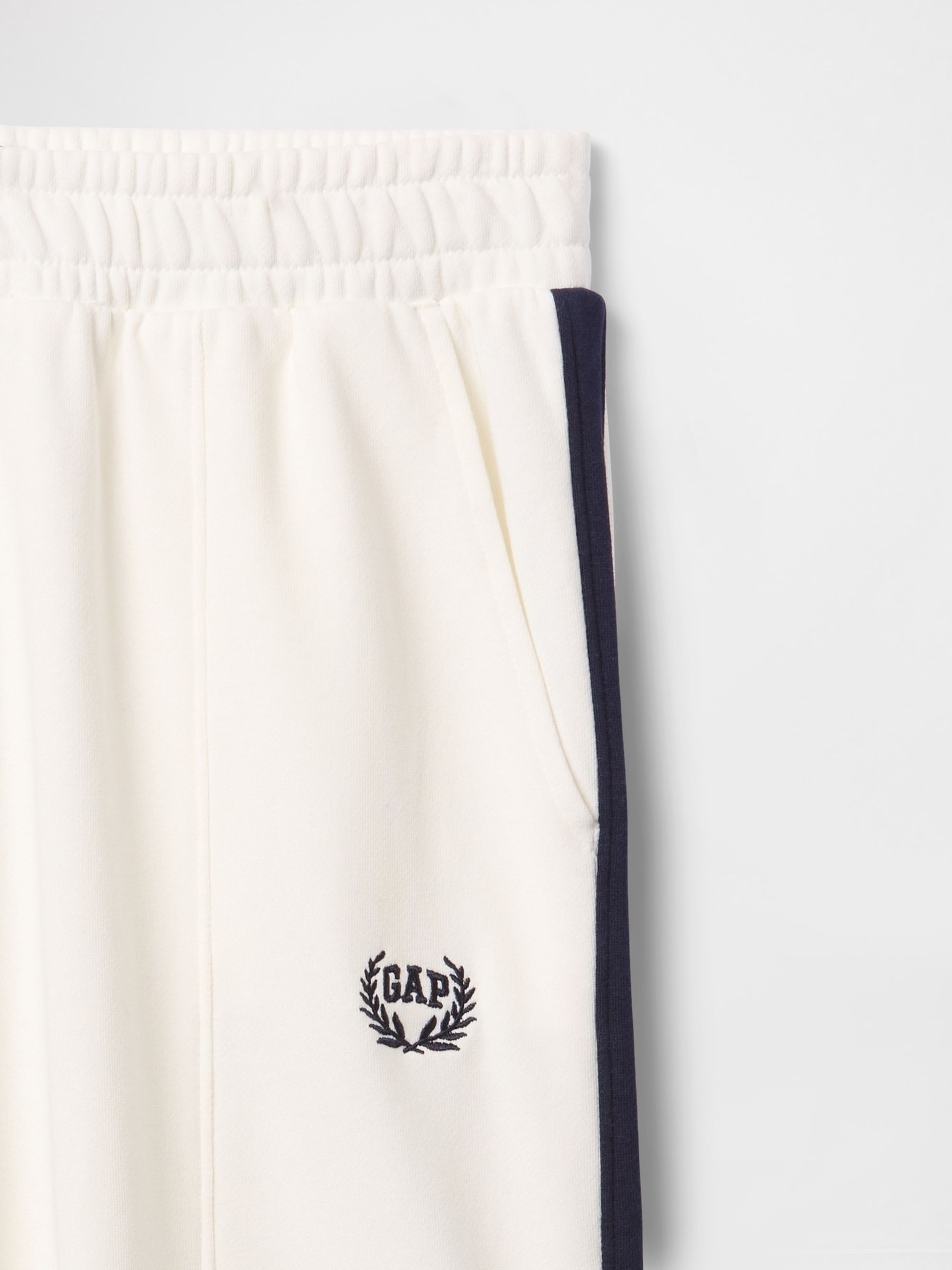 White Logo Vintage Fleece-Lined Wide Leg Joggers - Image 5 of 5