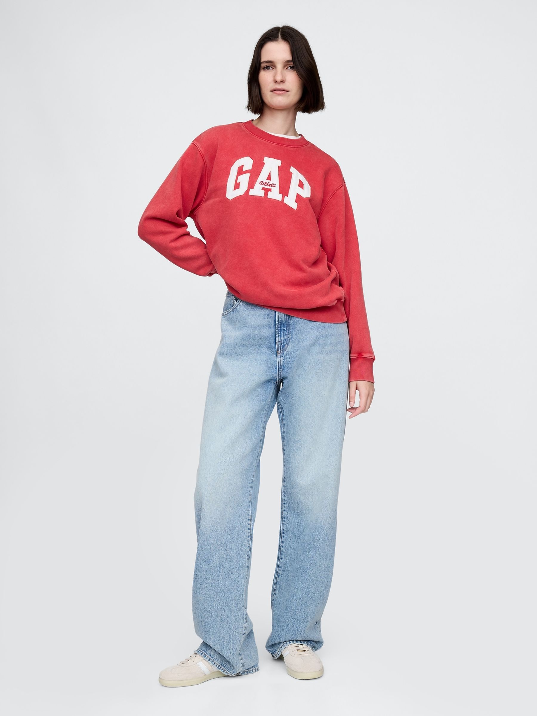 Red Vintage Soft French Terry Logo Sweatshirt - Image 3 of 5