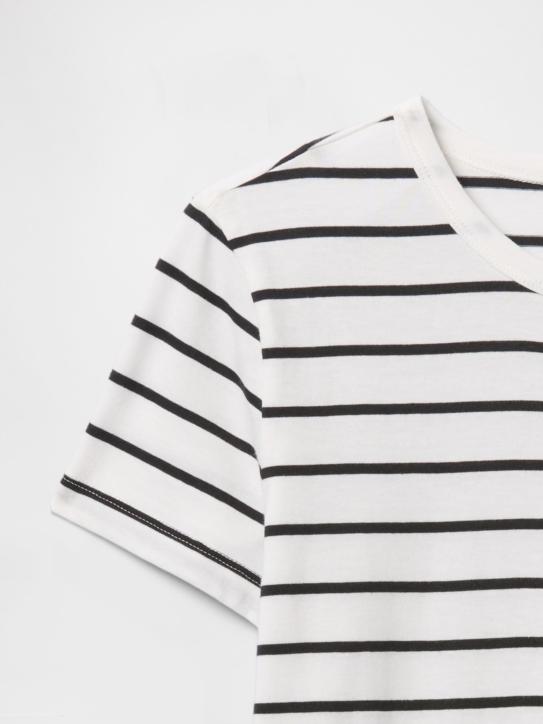 White & Black Cotton VintageSoft Cropped Striped T-Shirt - Image 5 of 5